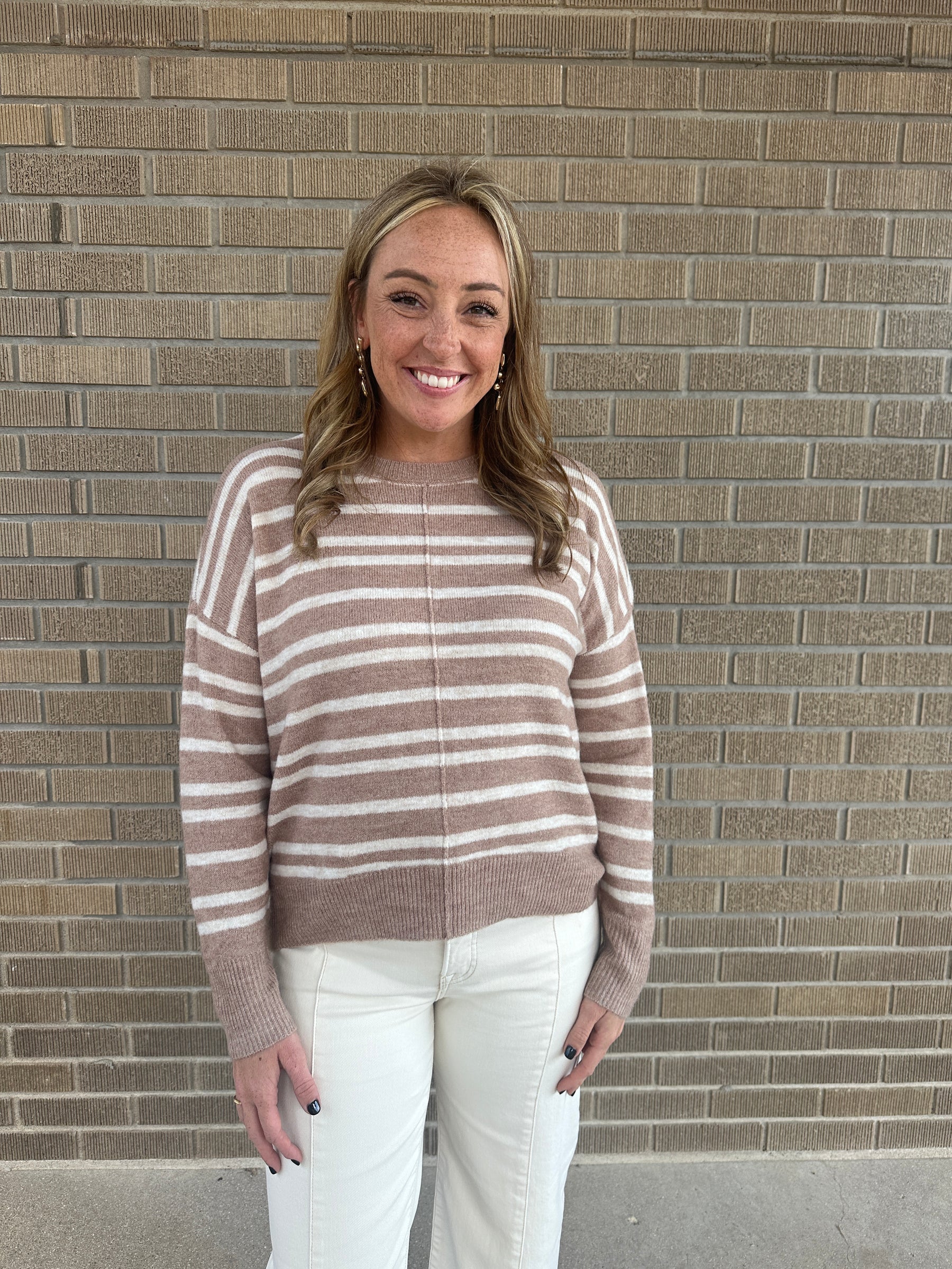Classic Stripe Sweater - Taupe