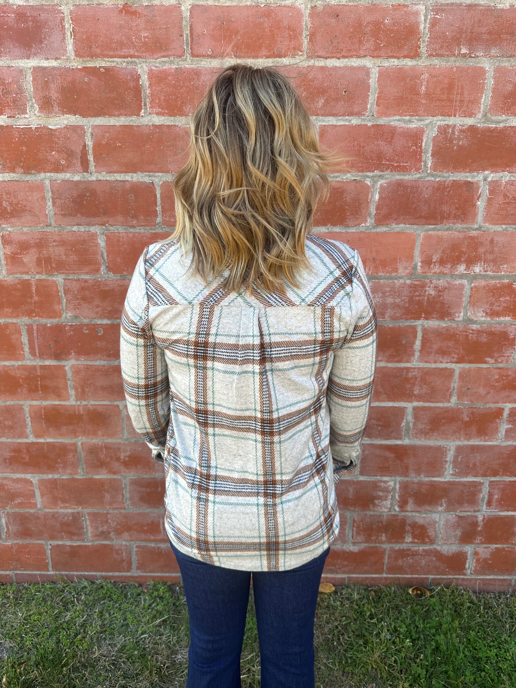 Lewis Top - Grey, Green, Brown Plaid