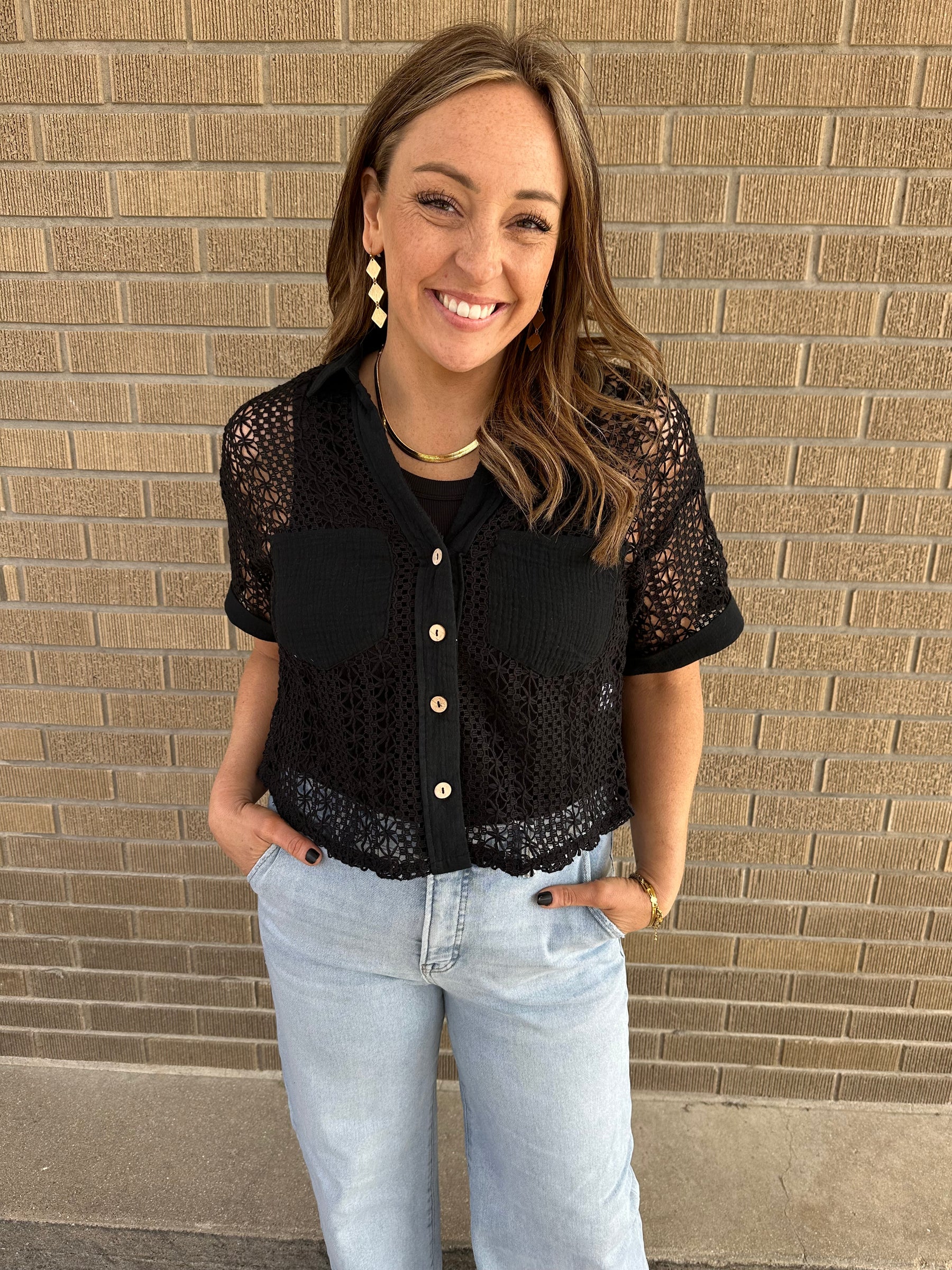Black Crochet Top