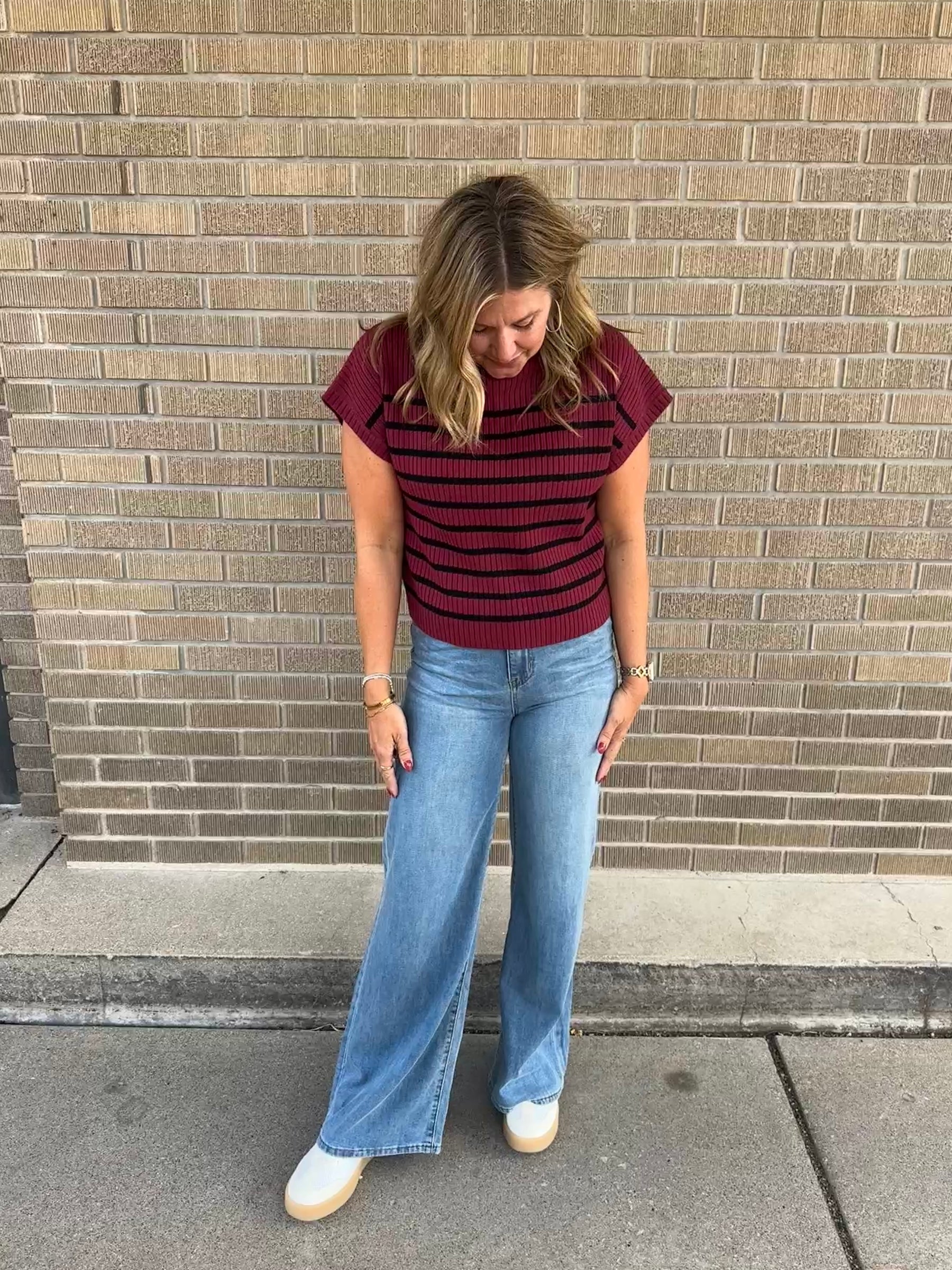 Wine Stripe Sweater