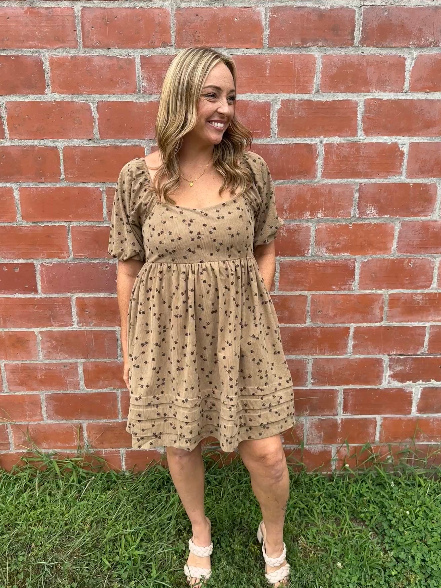 Floral Corduroy Mini Dress