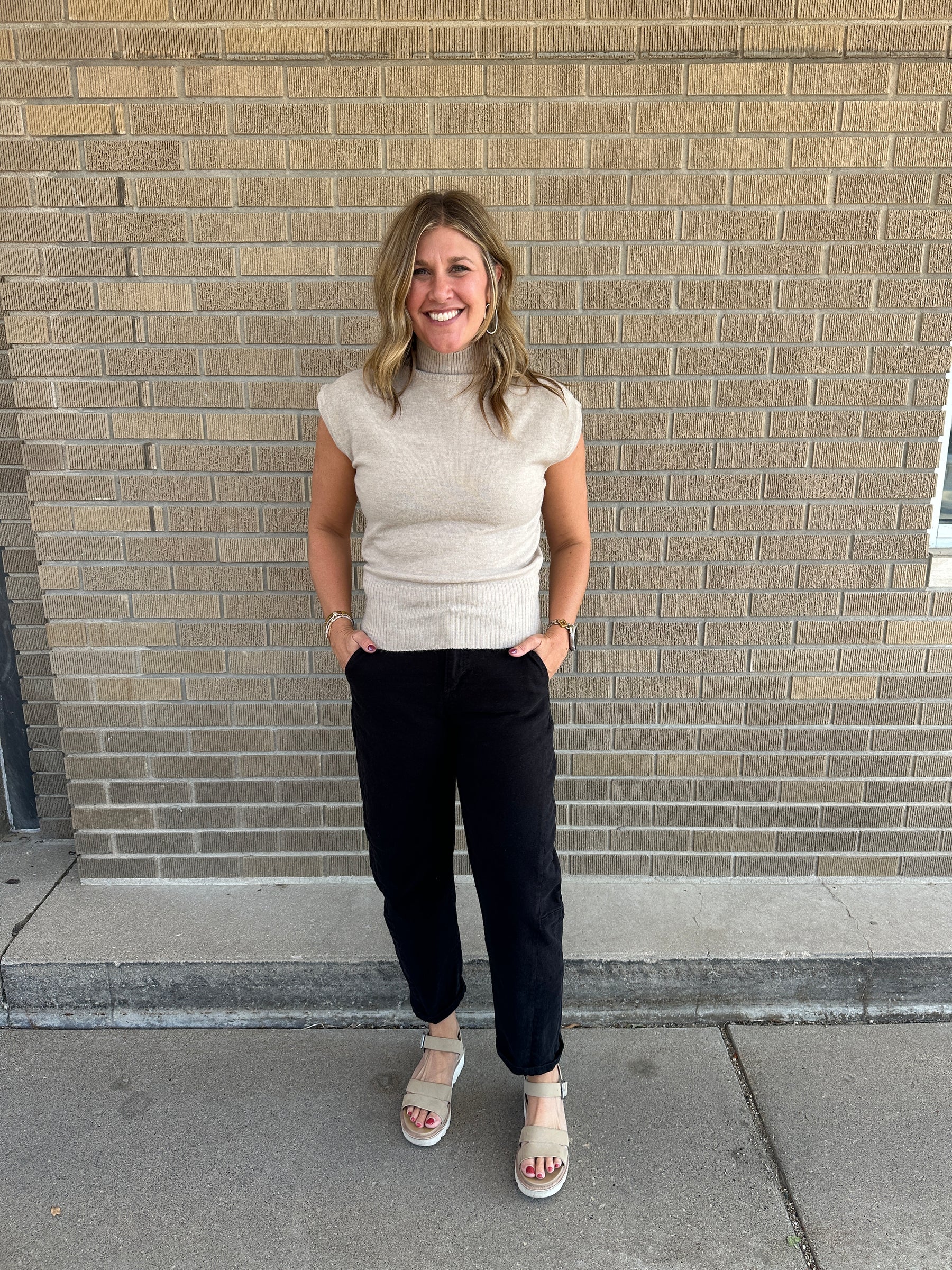 Mock Neck Taupe Sweater