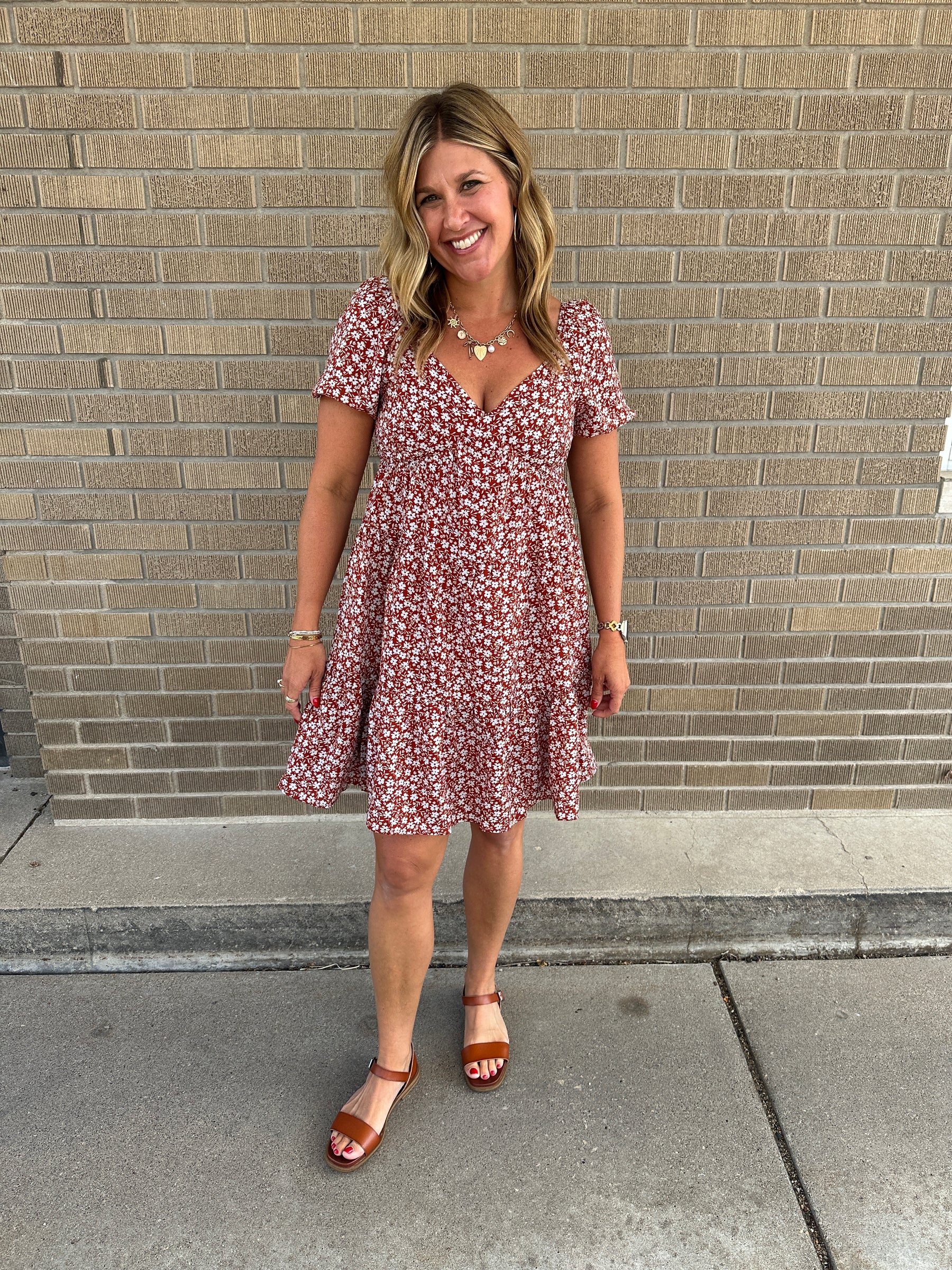 Rust Floral Dress