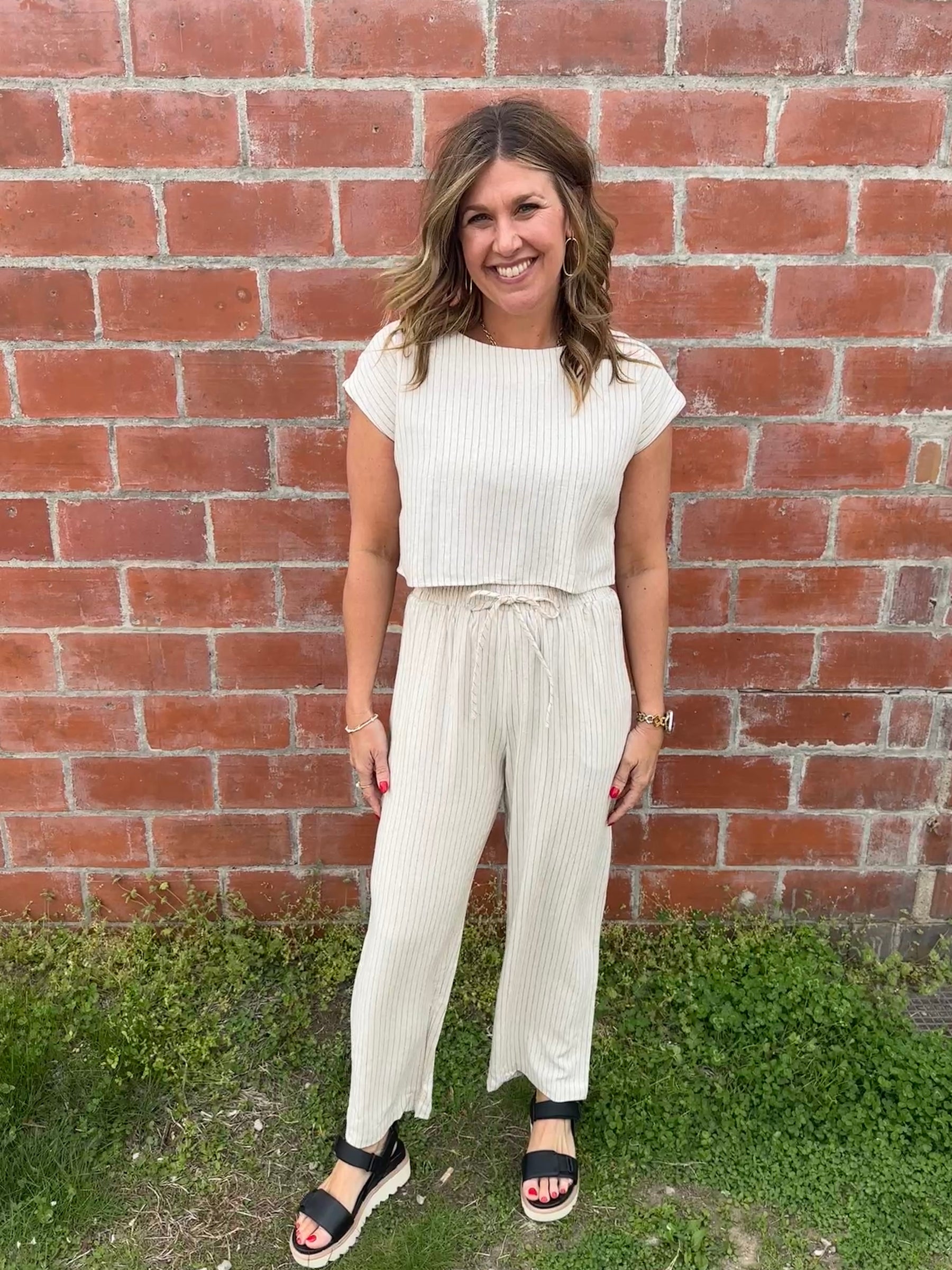 Pinstripe Linen Top