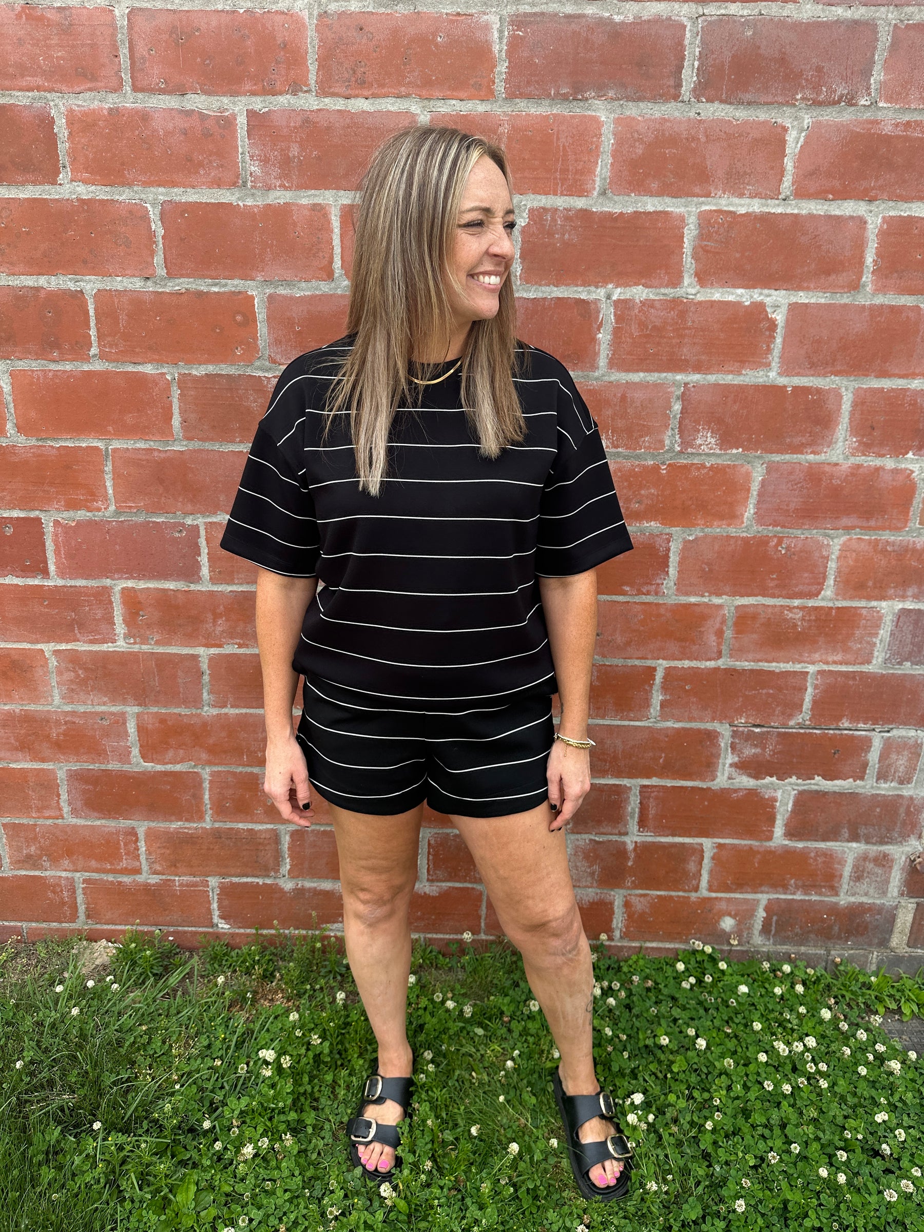 Buttery Soft Modal Stripe Tee - Black