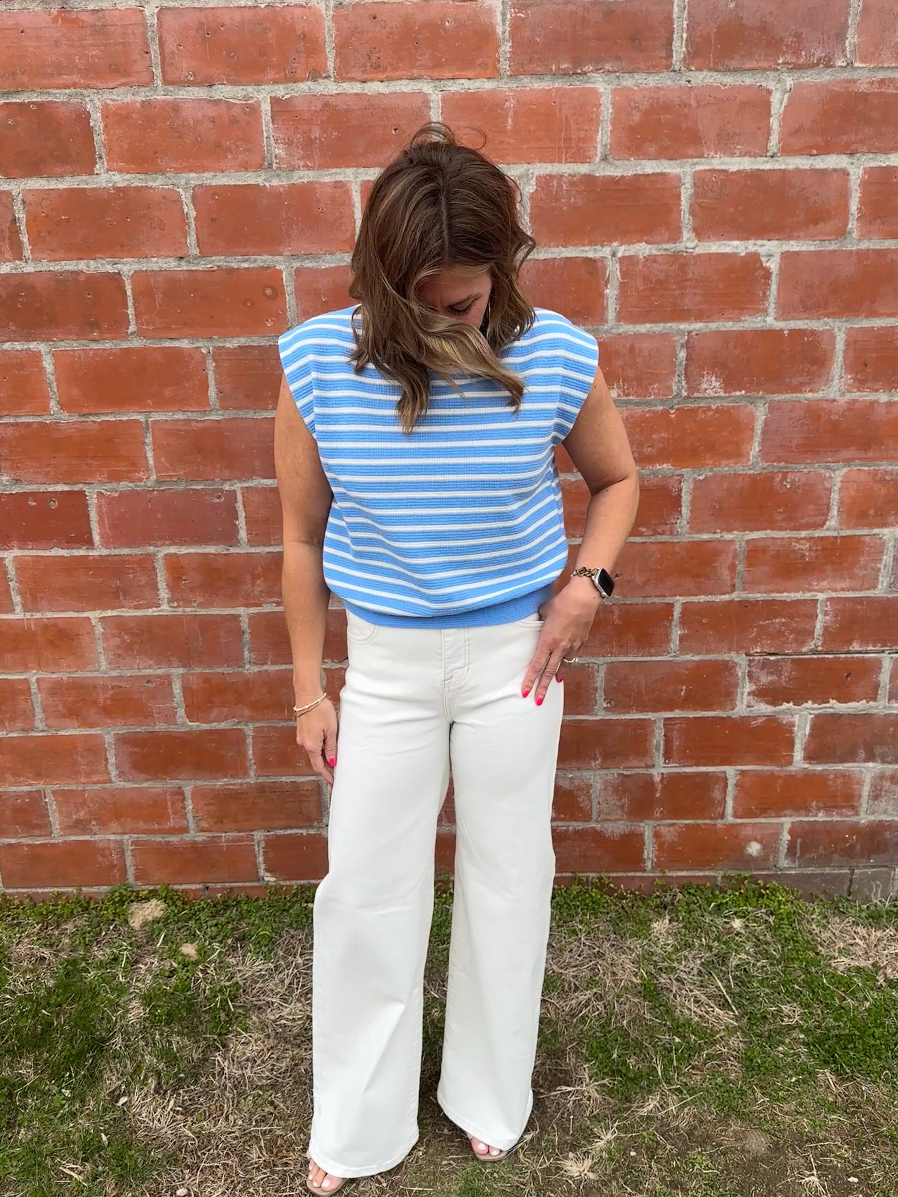 Blue Stripe Cloudy Knit Top