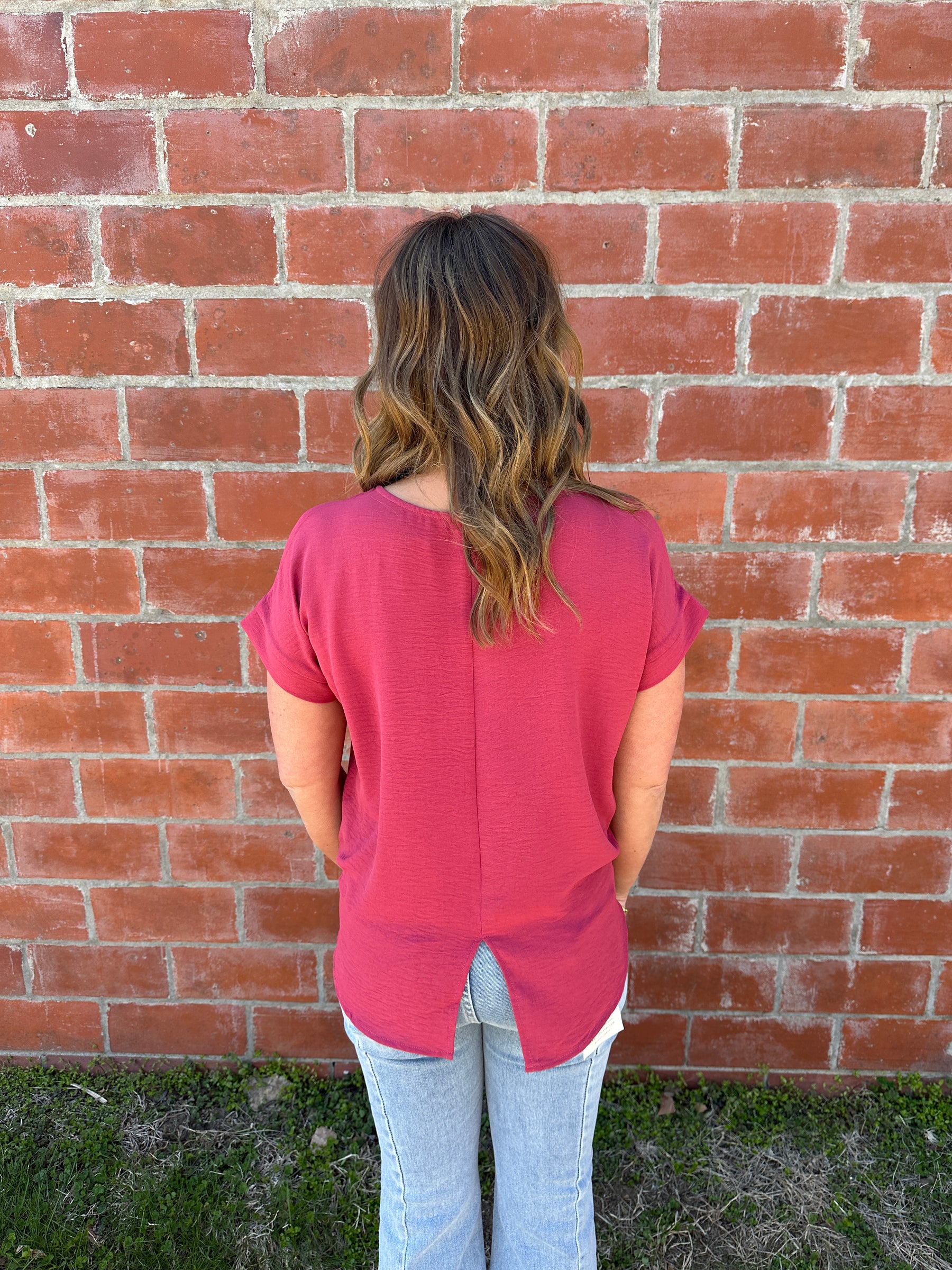 Smocked Hem Crinkle Top - Terracotta
