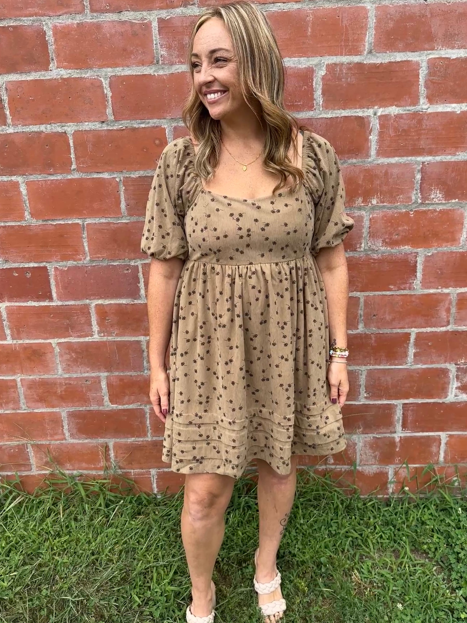 Floral Corduroy Mini Dress