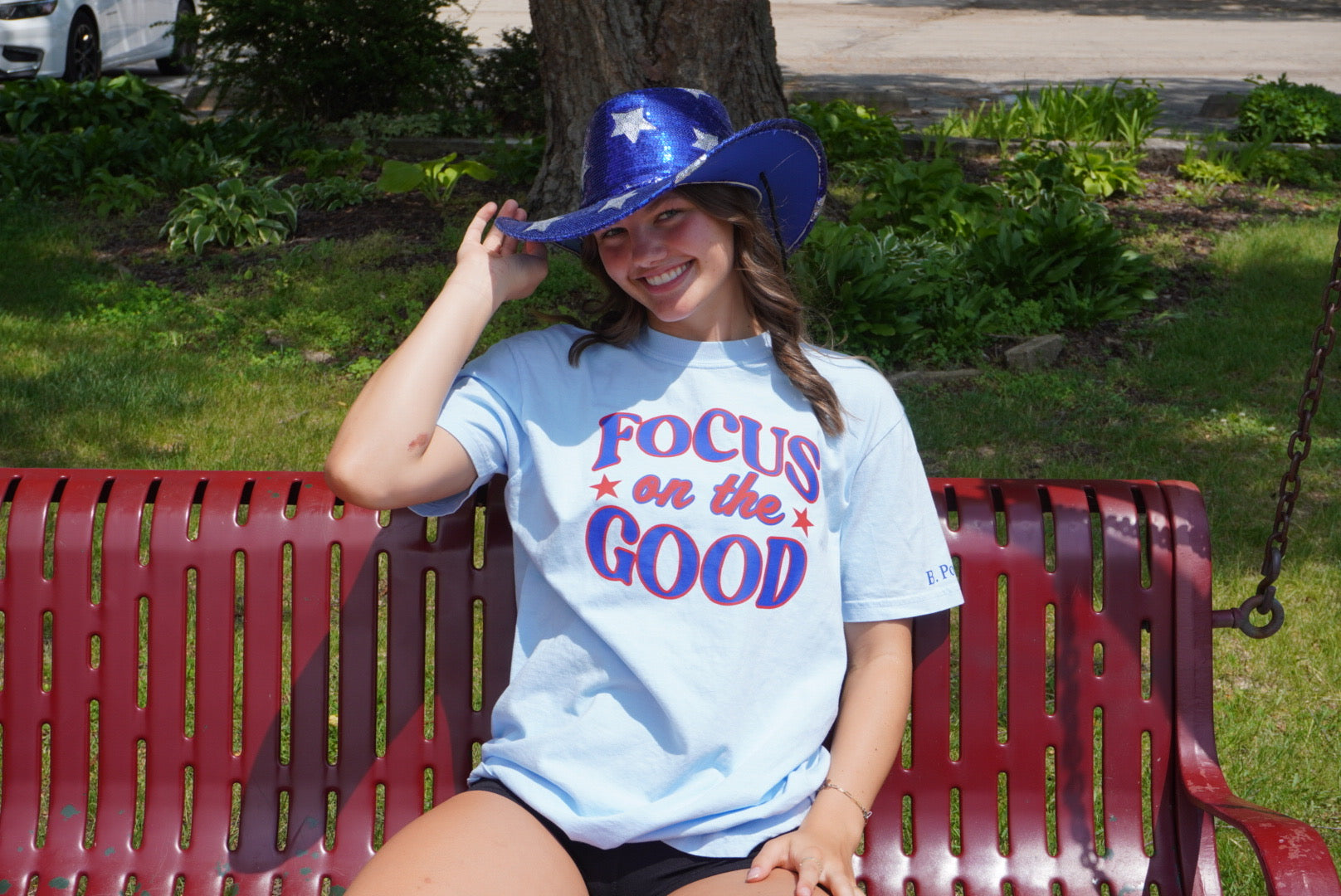Focus On The Good Tee - Blue & Red
