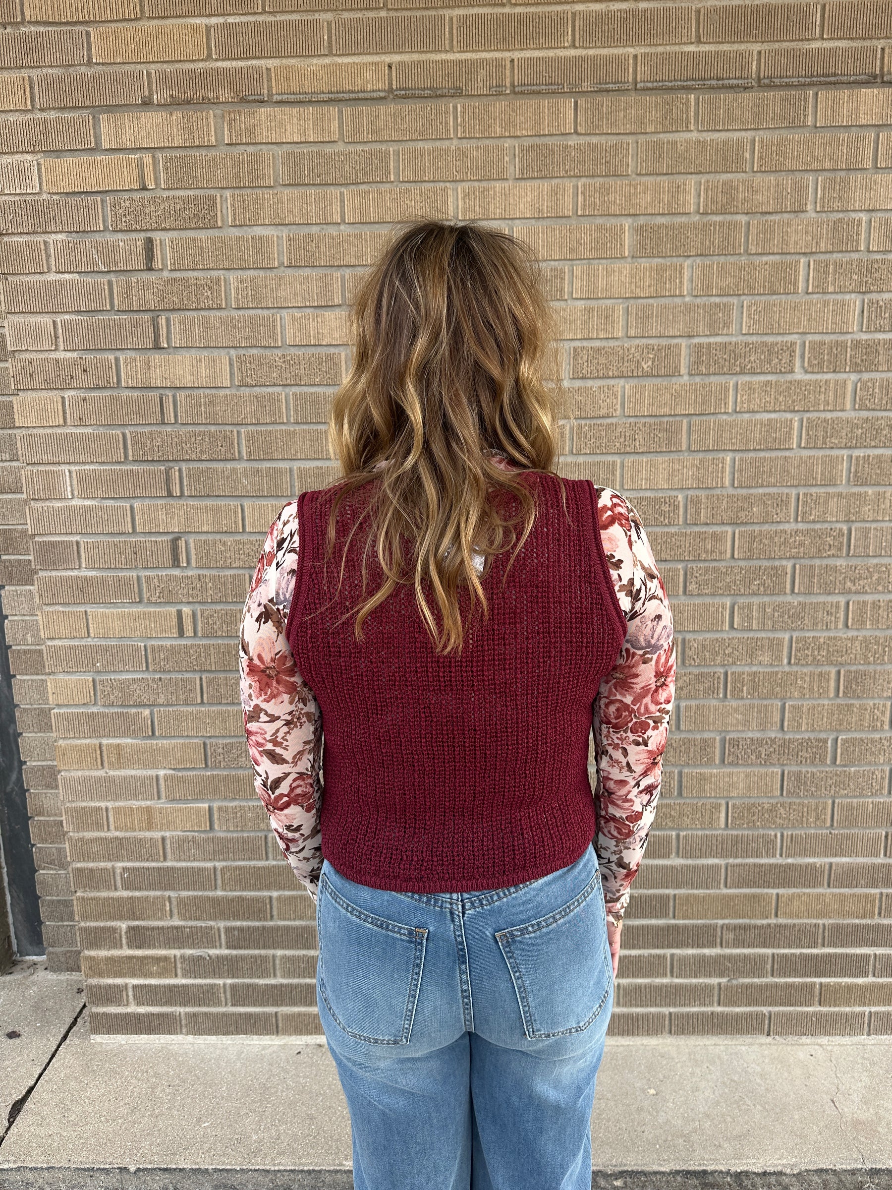 Essential Crochet Vest - Wine