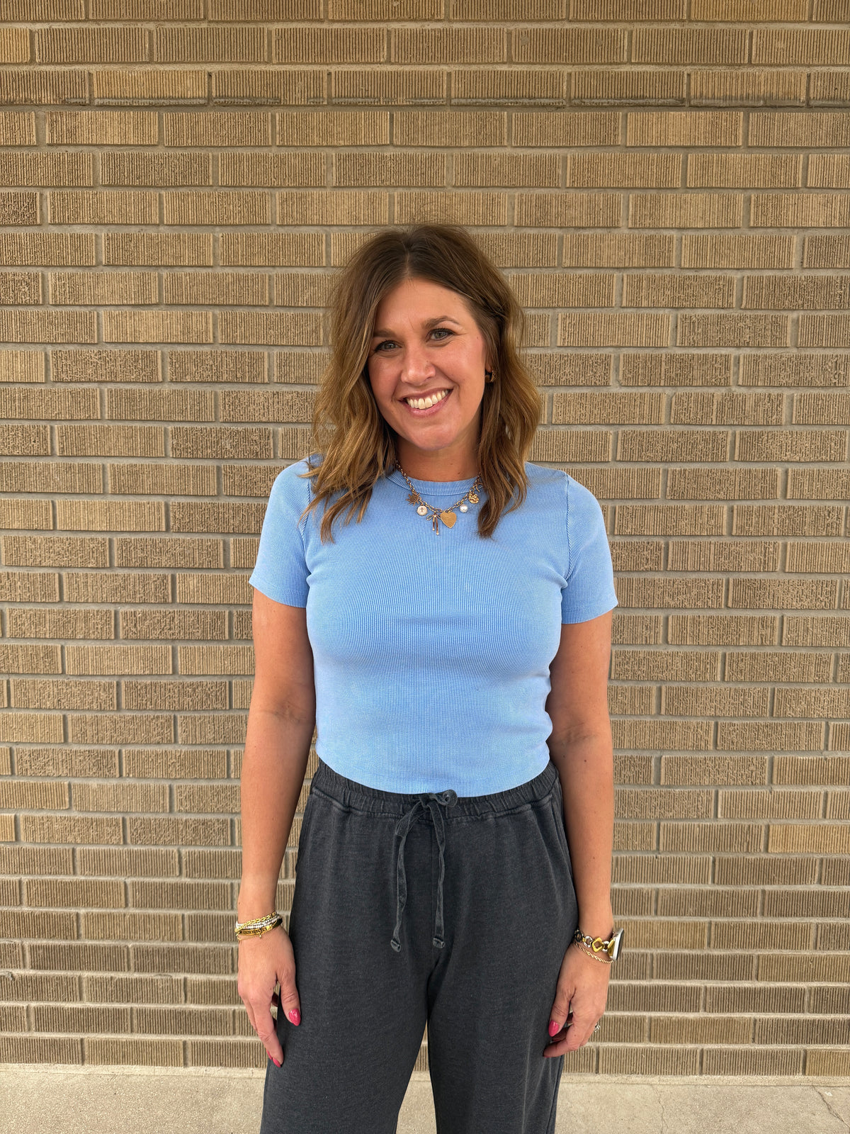 Lil Ribbed Tee - Blue