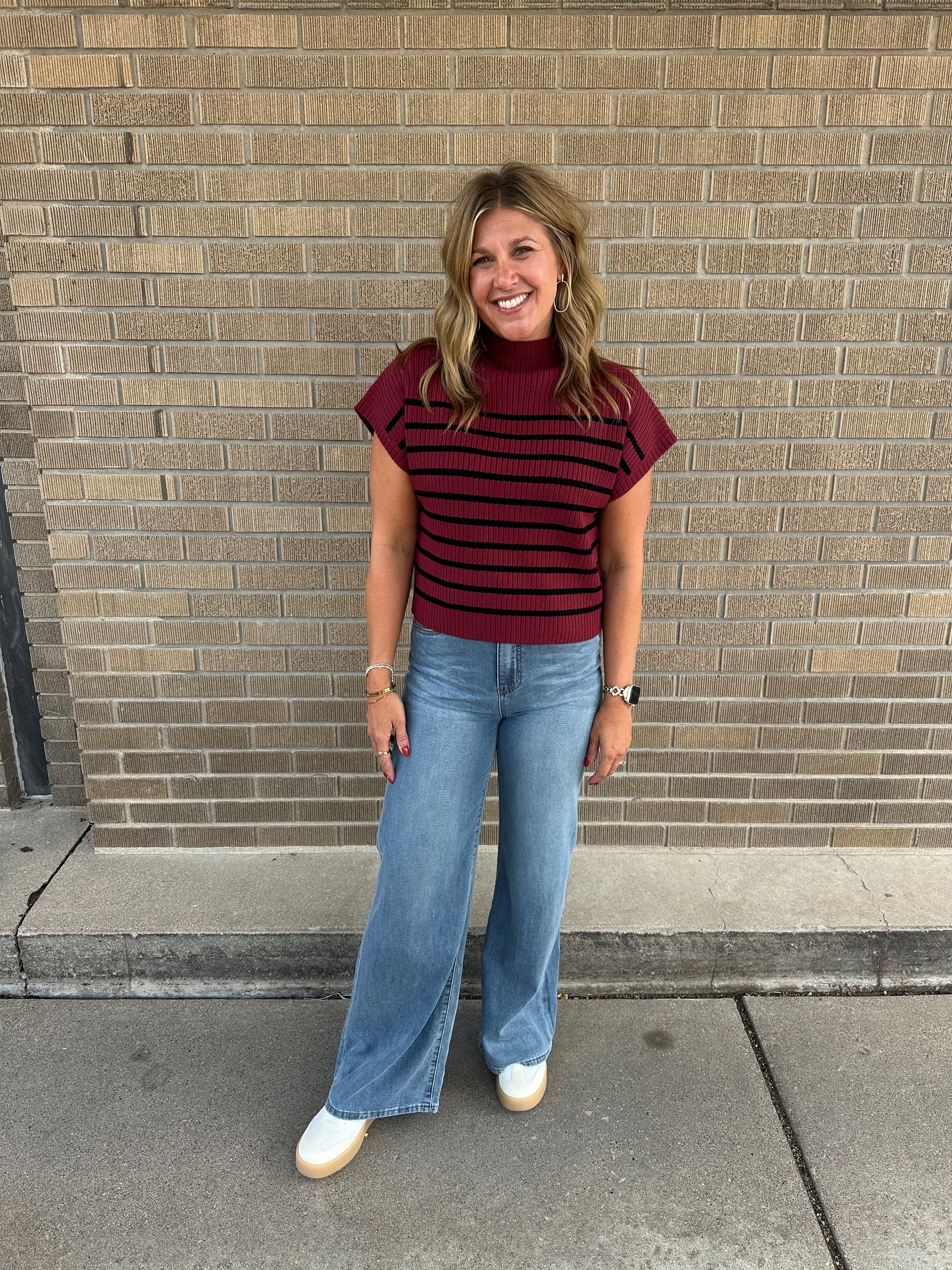 Wine Stripe Sweater