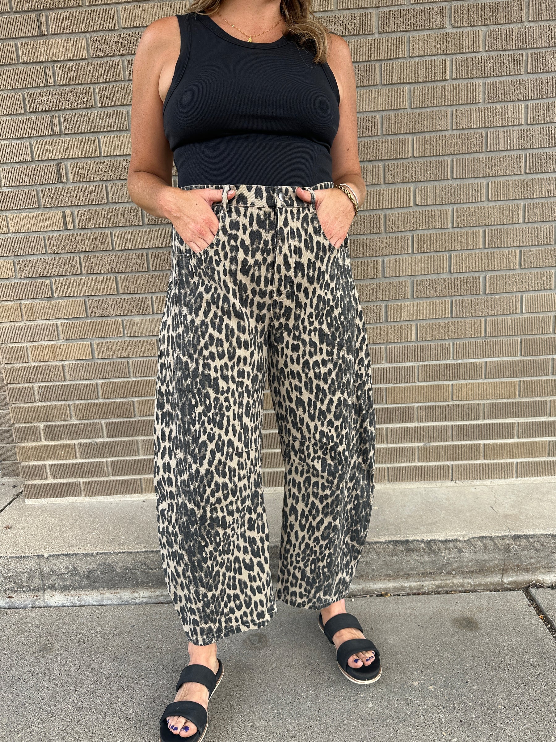 Leopard Barrel Jeans