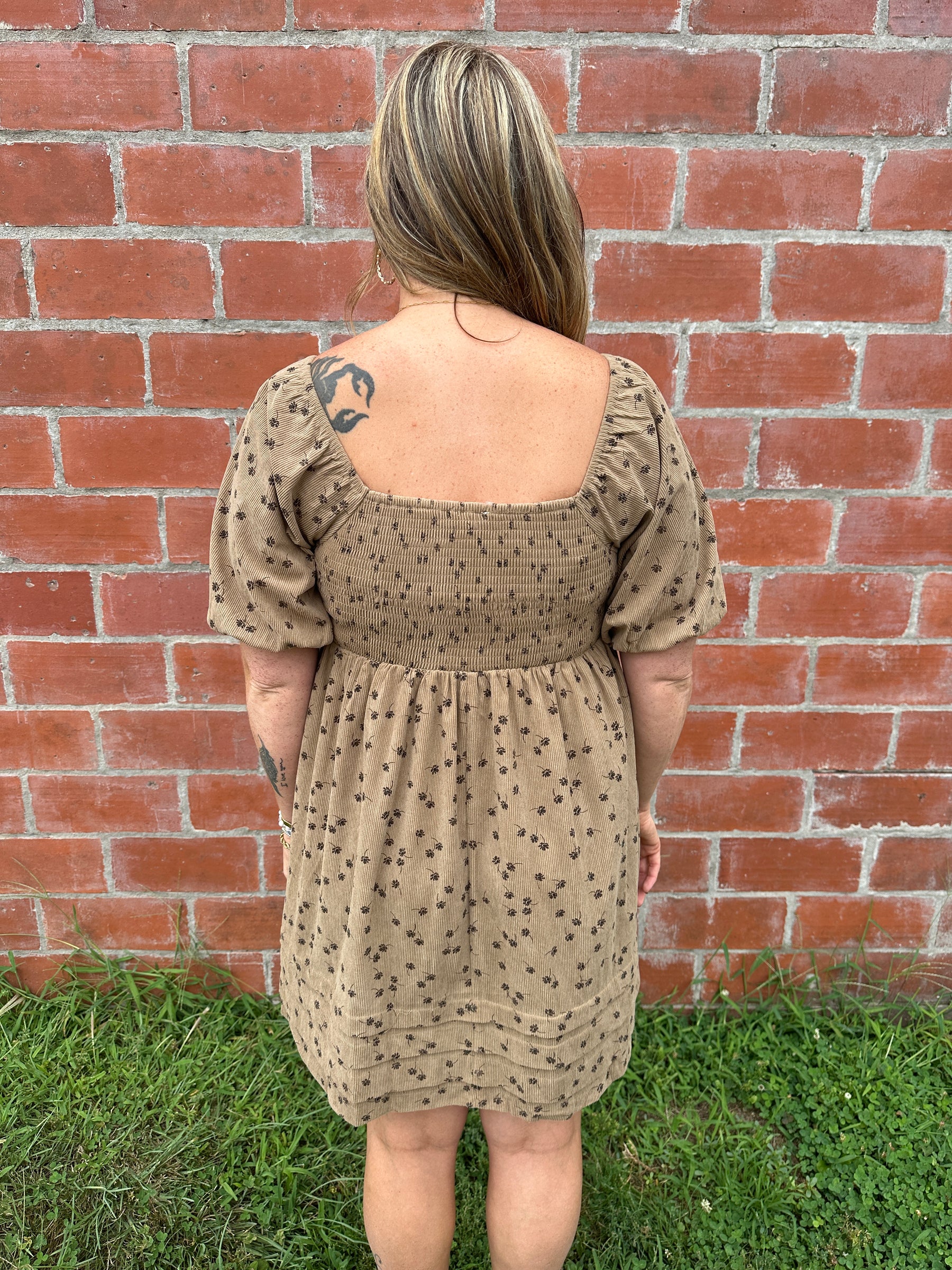Floral Corduroy Mini Dress