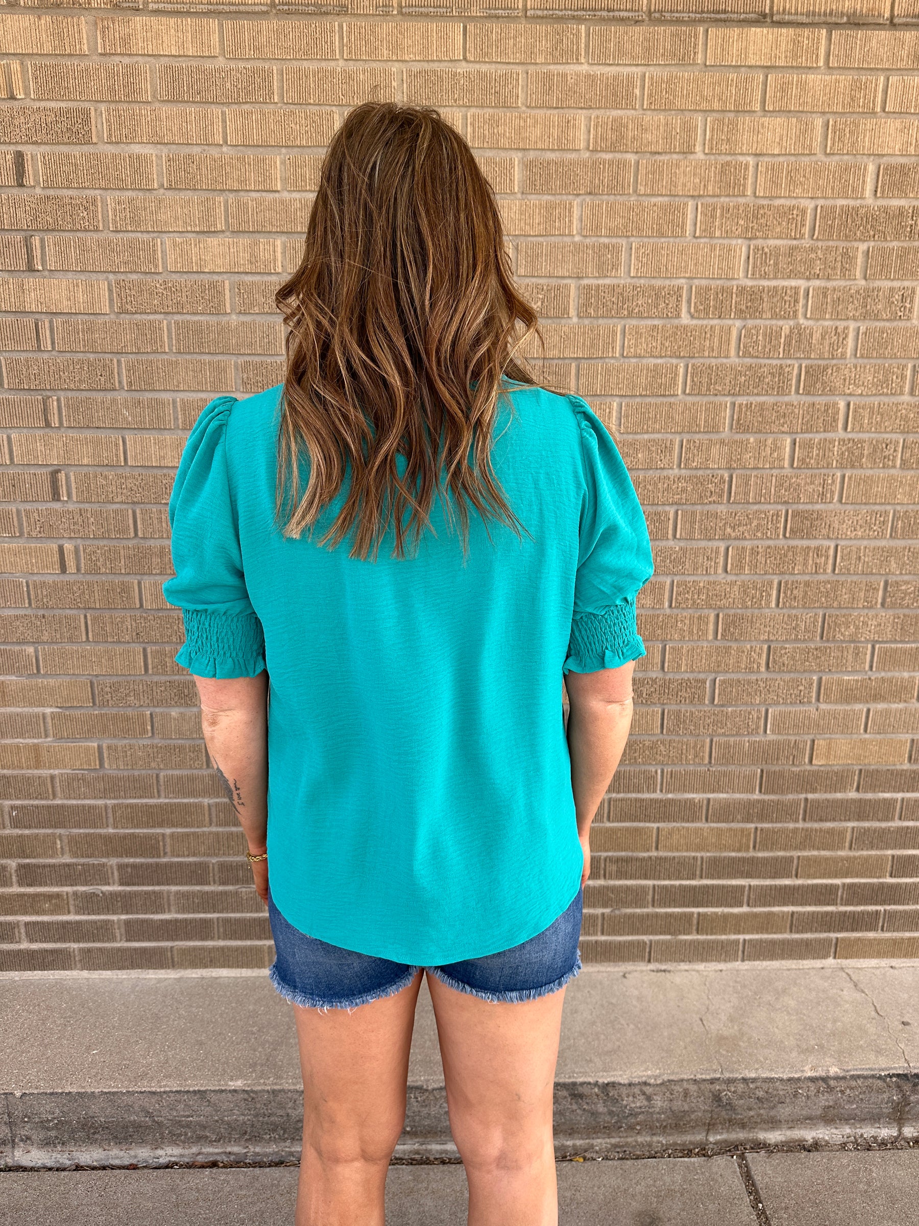 Perfect Crinkle Blouse - Teal