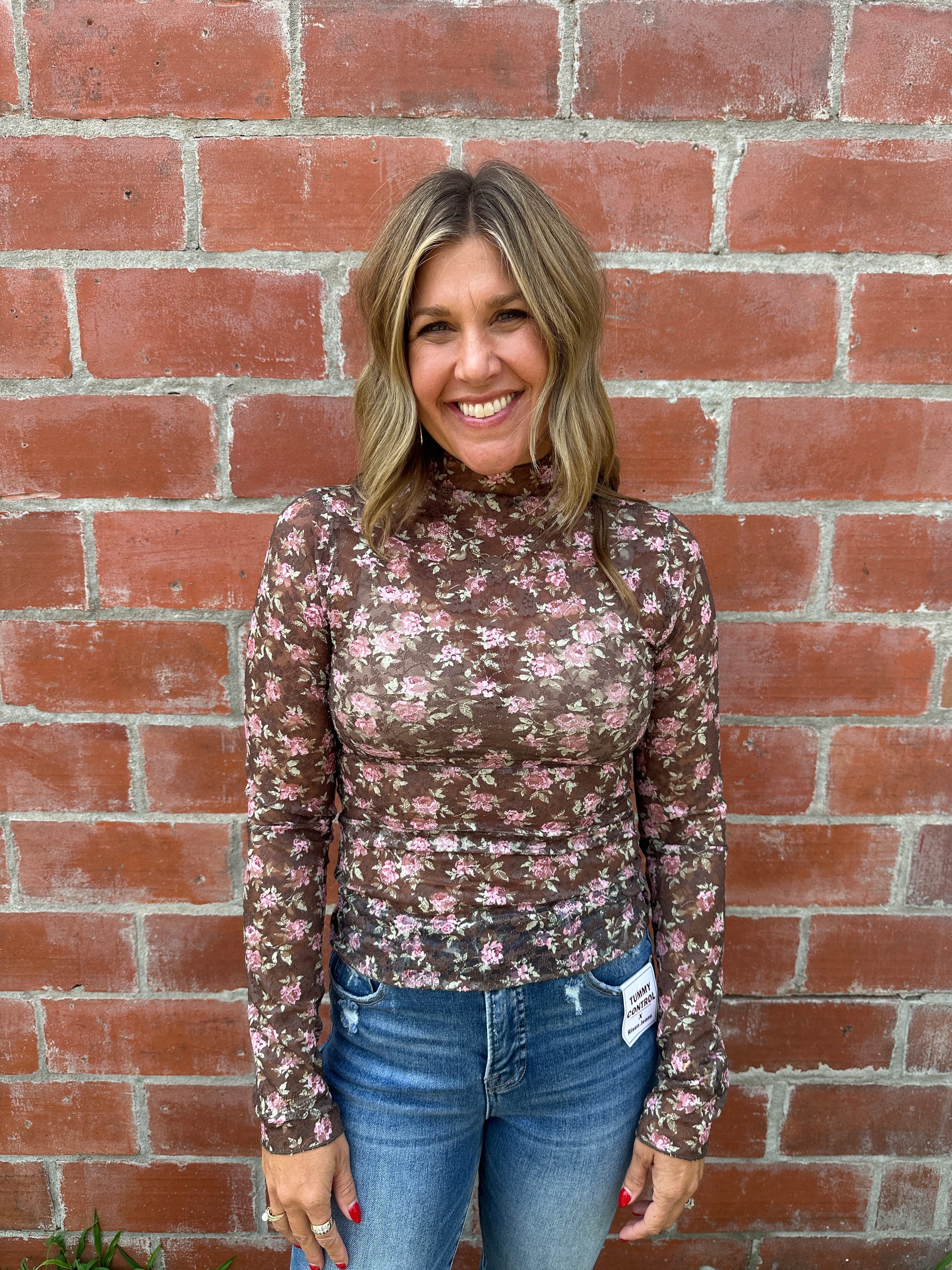 Chocolate Floral Lace Layering Top