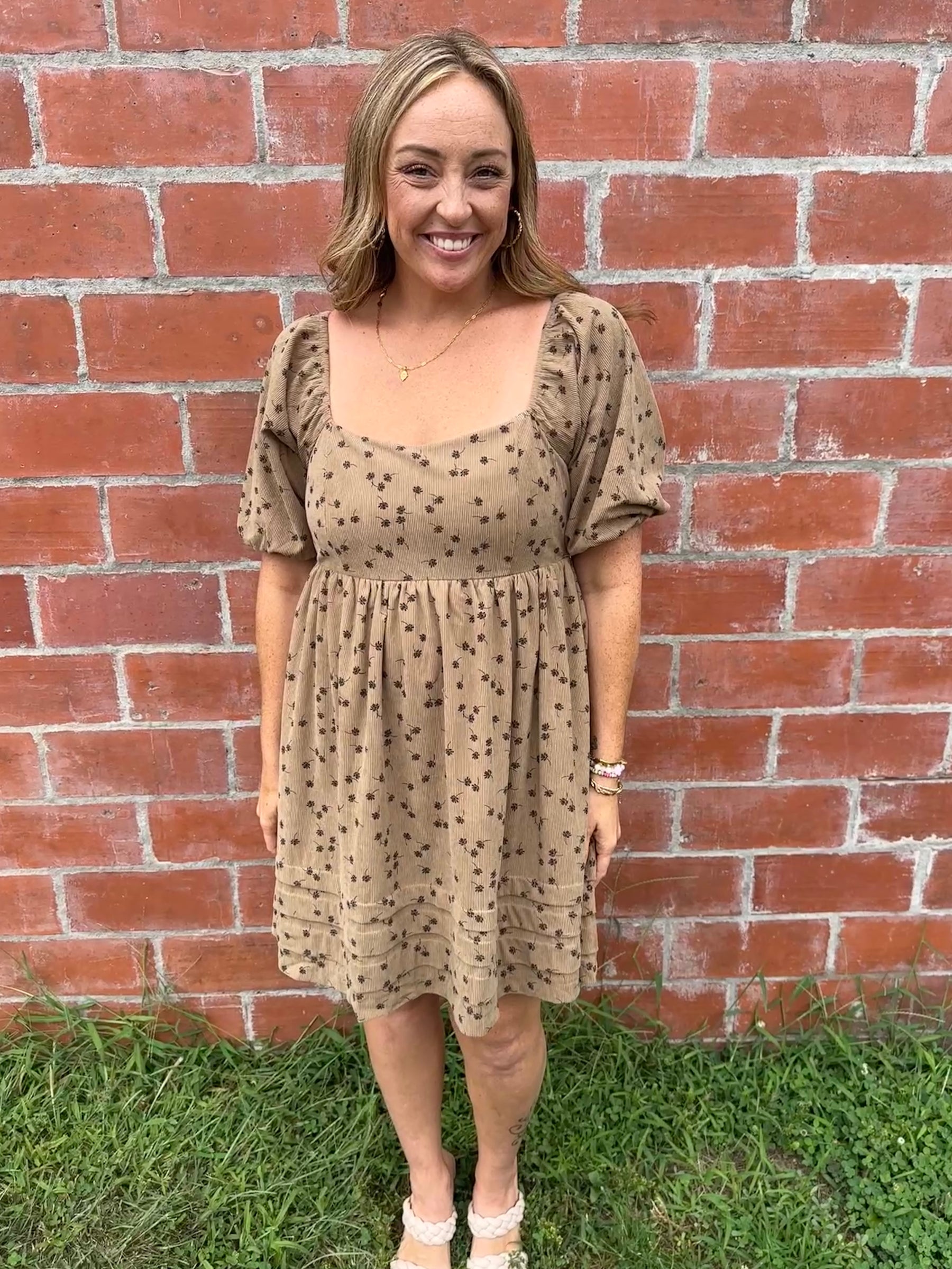 Floral Corduroy Mini Dress