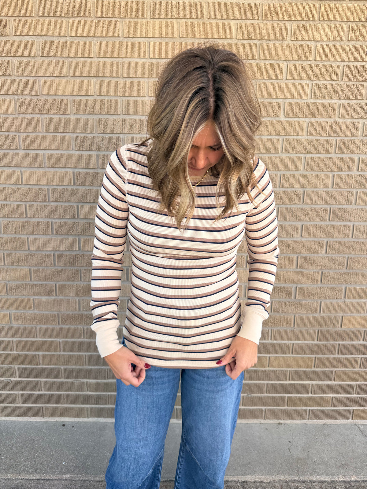 Stacy Long Sleeve - Cream Stripe
