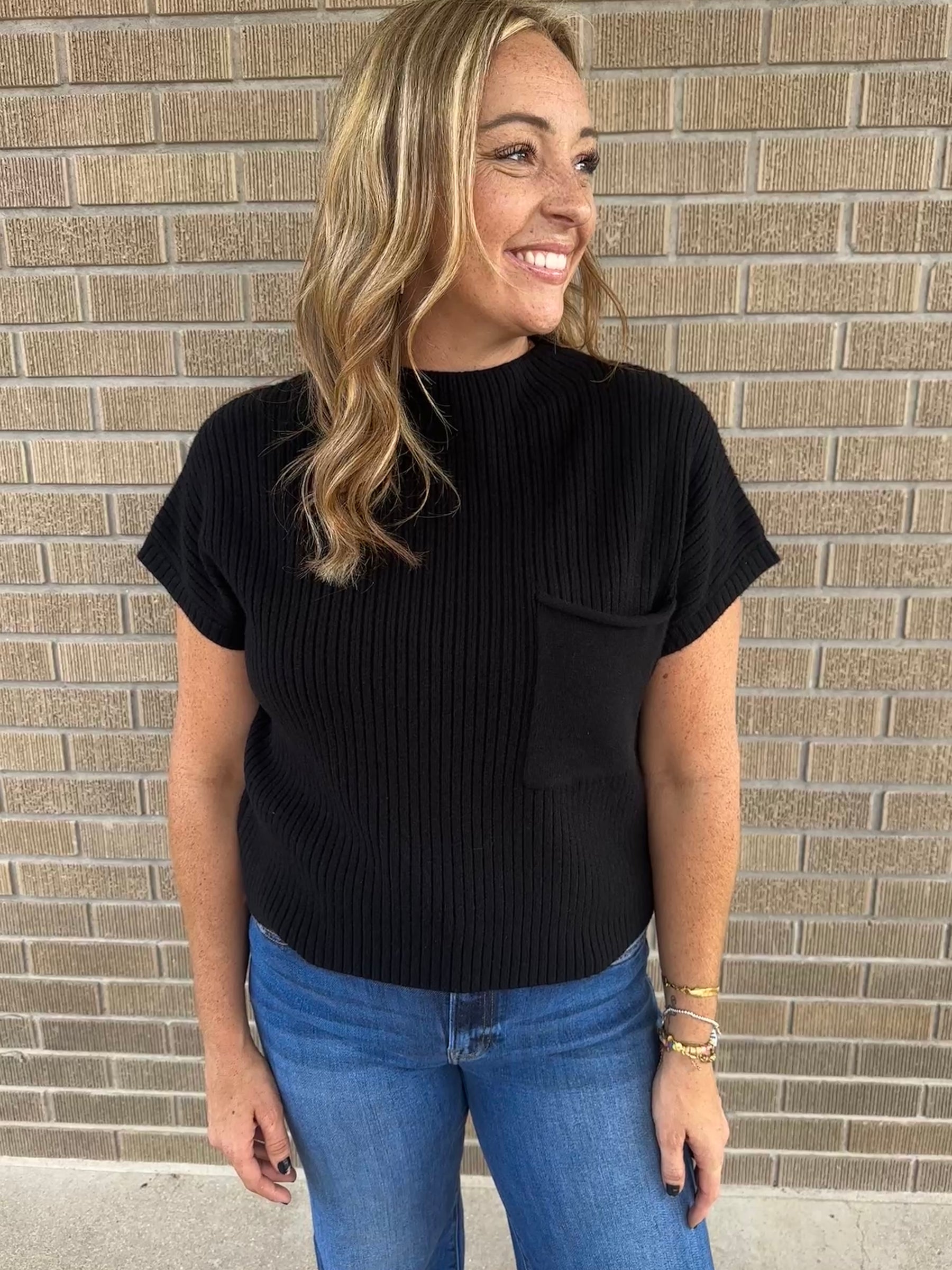 Black Knit Sweater Top