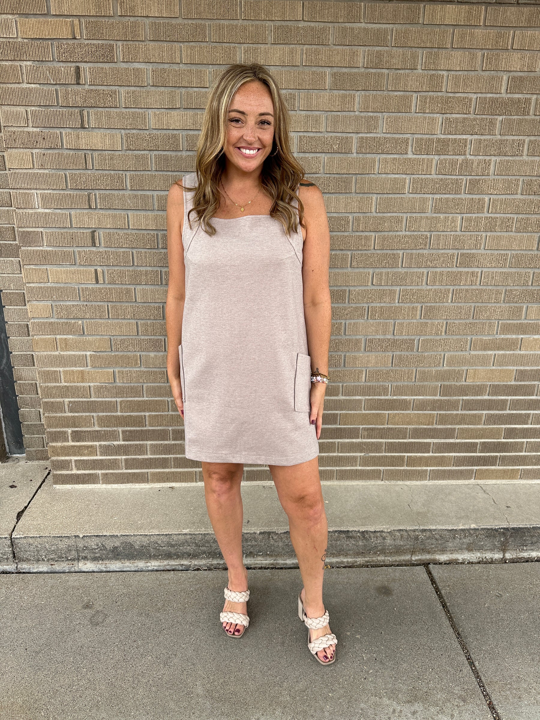 Woven Taupe Dress