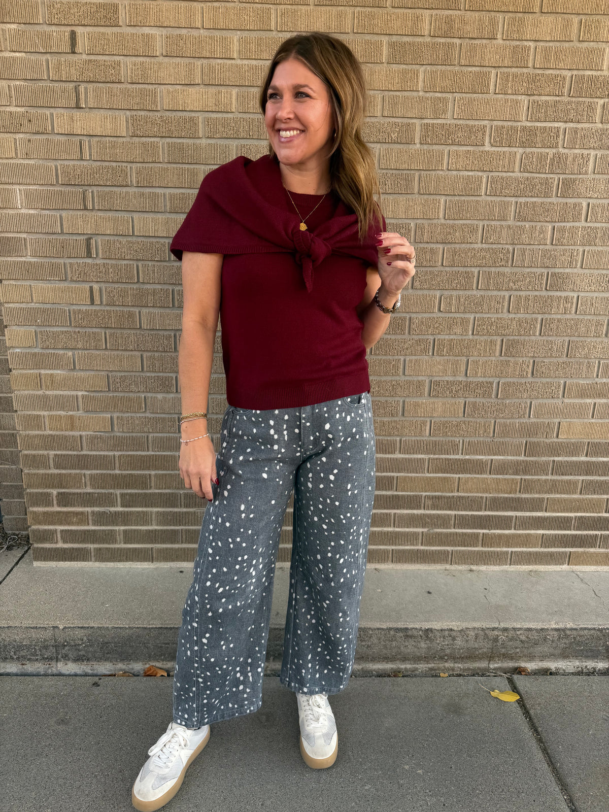 Wine Short Sleeve Sweater