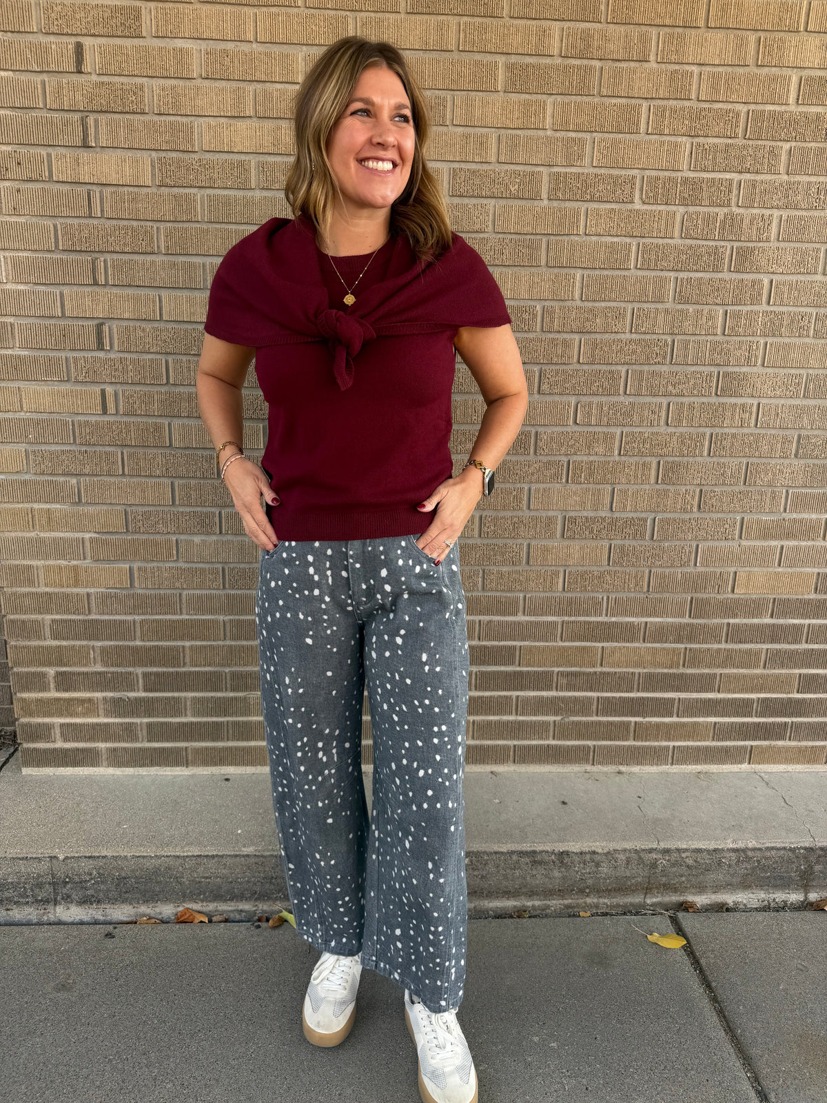 Wine Short Sleeve Sweater