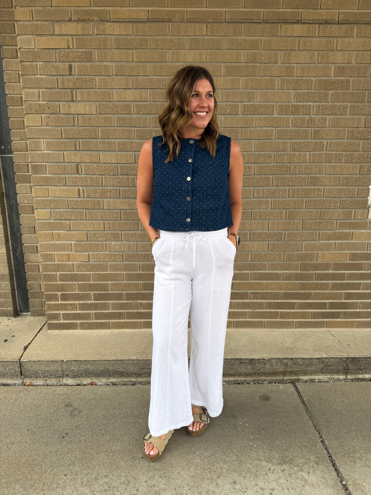 Polka Dot Denim Vest