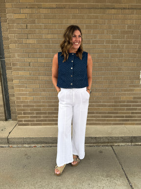 Polka Dot Denim Vest