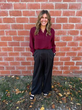 Wide Leg Black Dress Pants