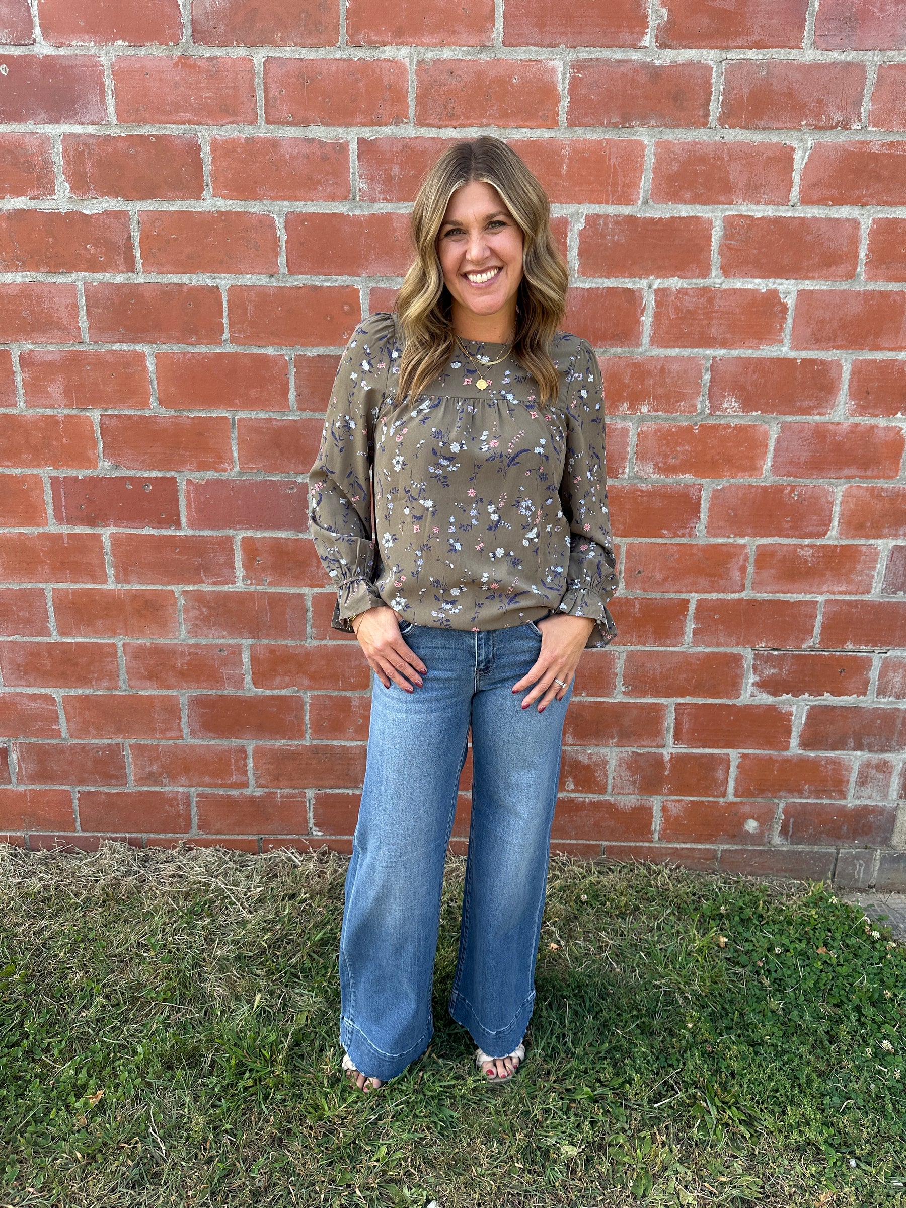 Olive Floral Blouse