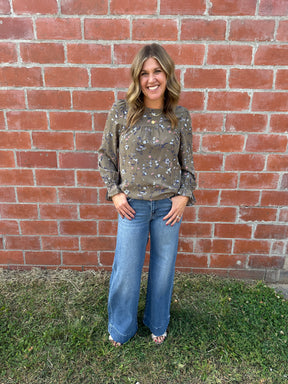Olive Floral Blouse