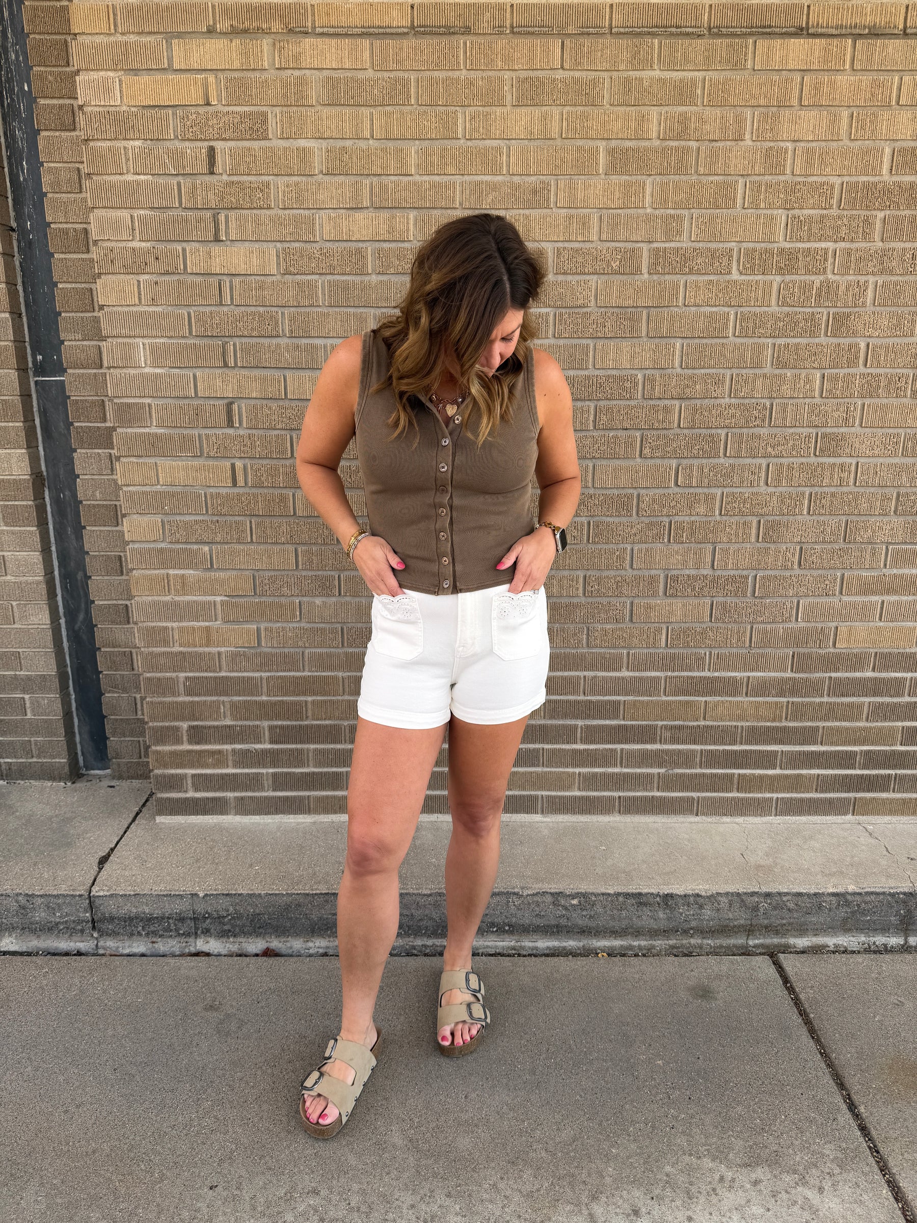 Chocolate Brown Button Up Tank