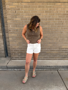 Chocolate Brown Button Up Tank