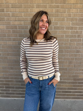 Stacy Long Sleeve - Cream Stripe