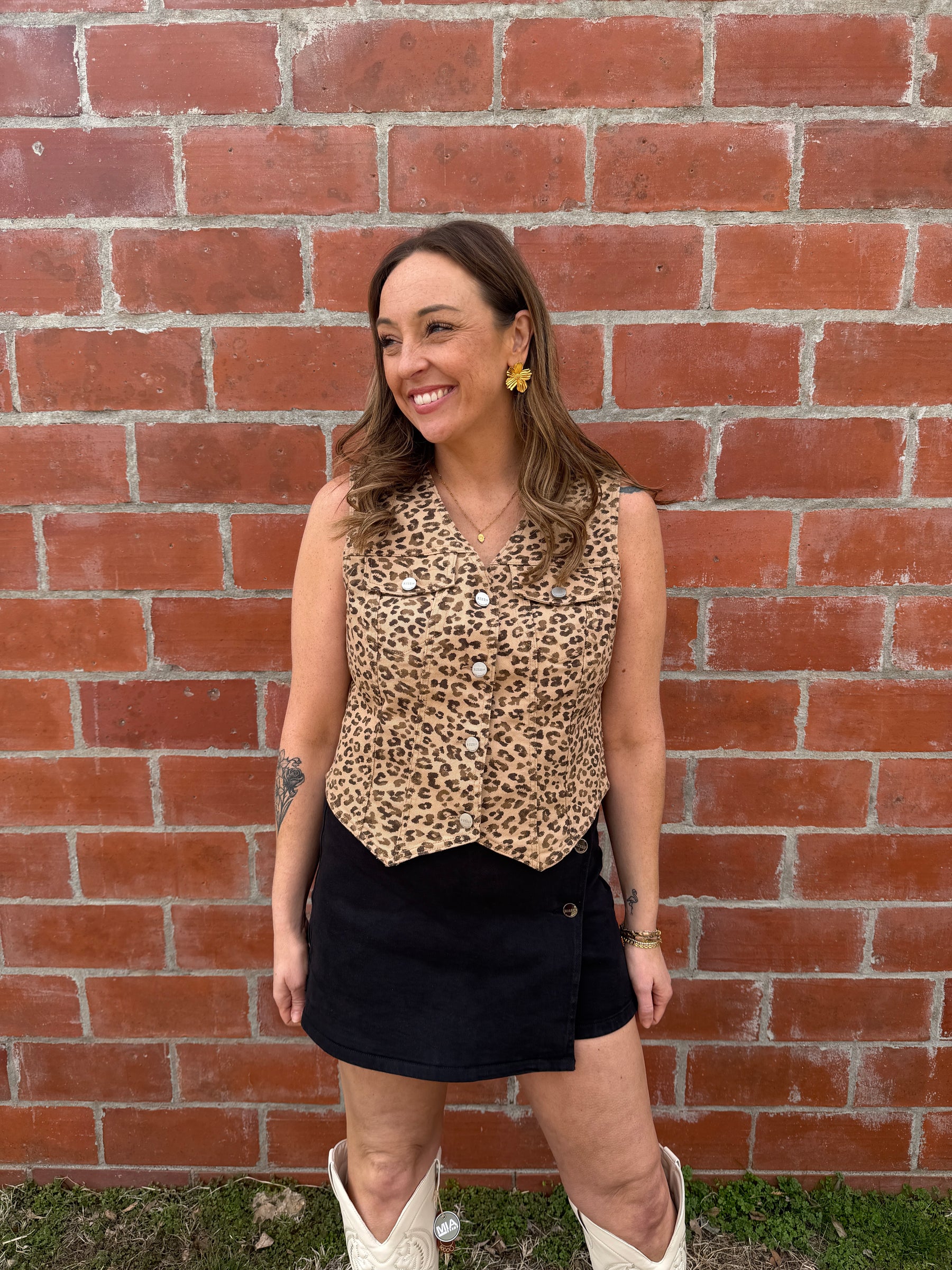 Leopard Print Denim Vest
