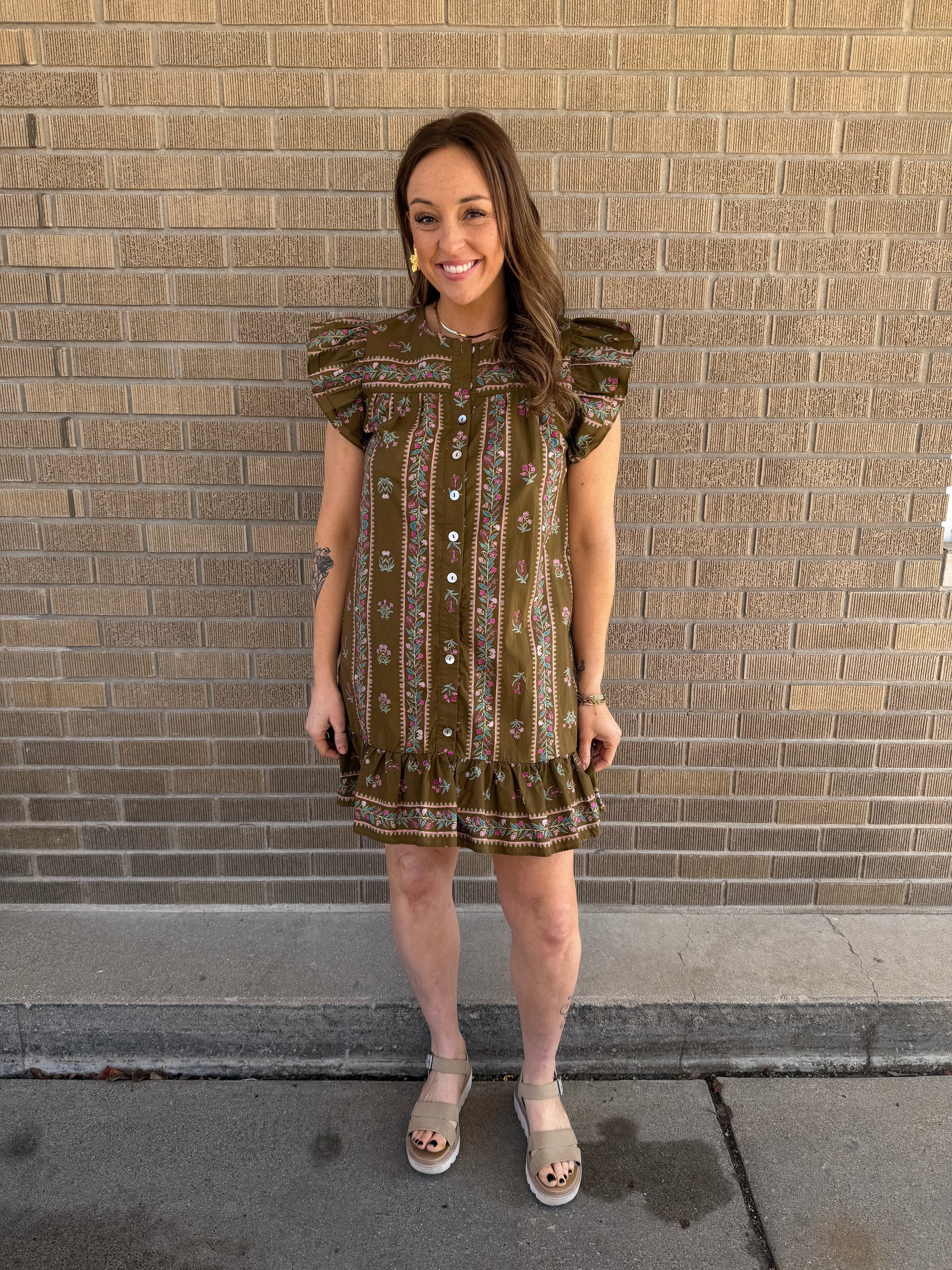 Olive Floral Mini Dress