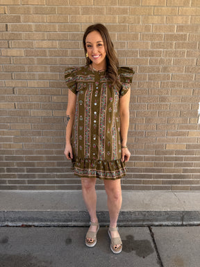 Olive Floral Mini Dress