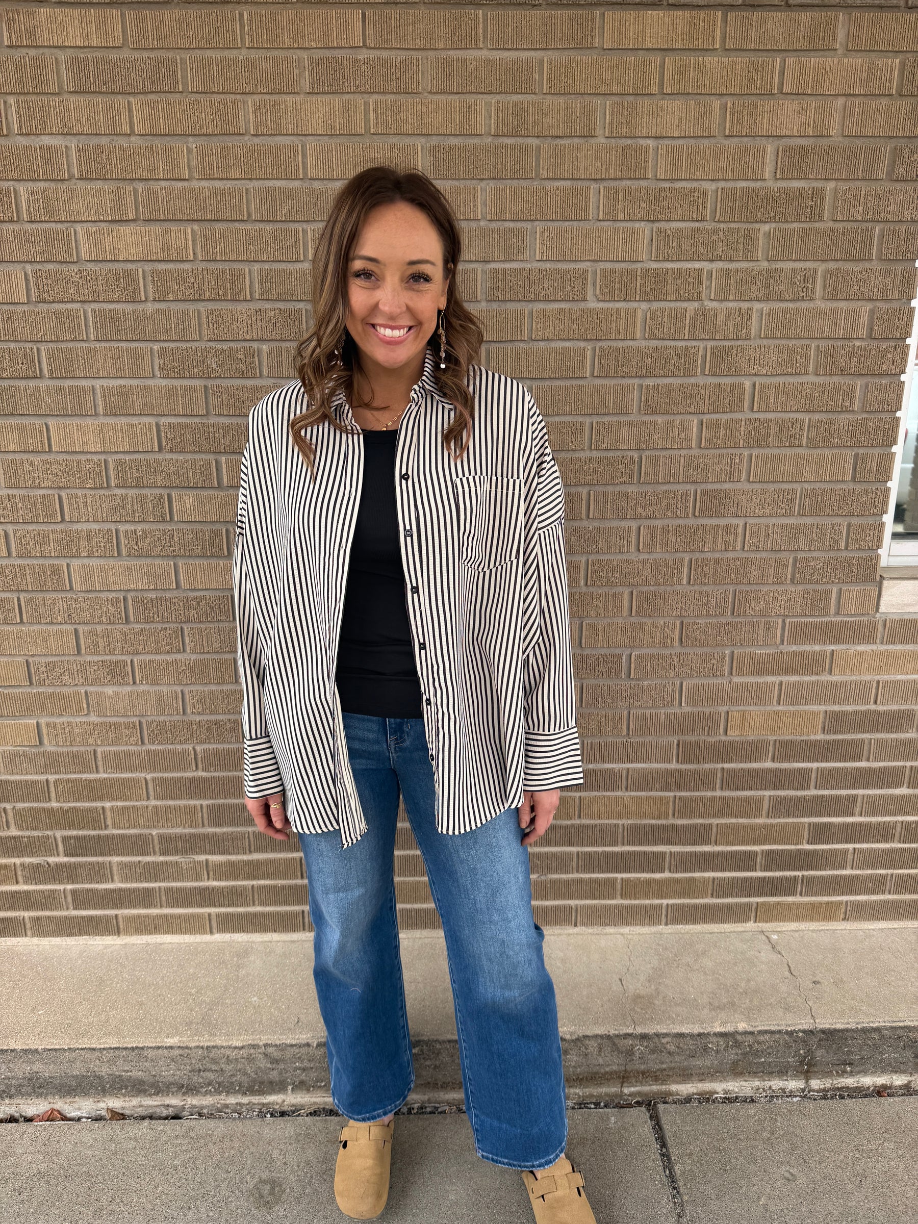 Oversized Stripe Button Up