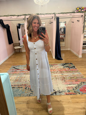 Blue Stripe Midi Dress