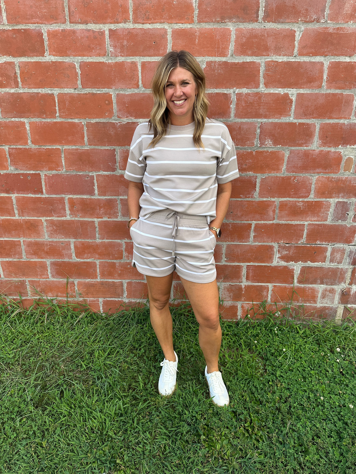 Rosie Shorts - Mushroom Stripe