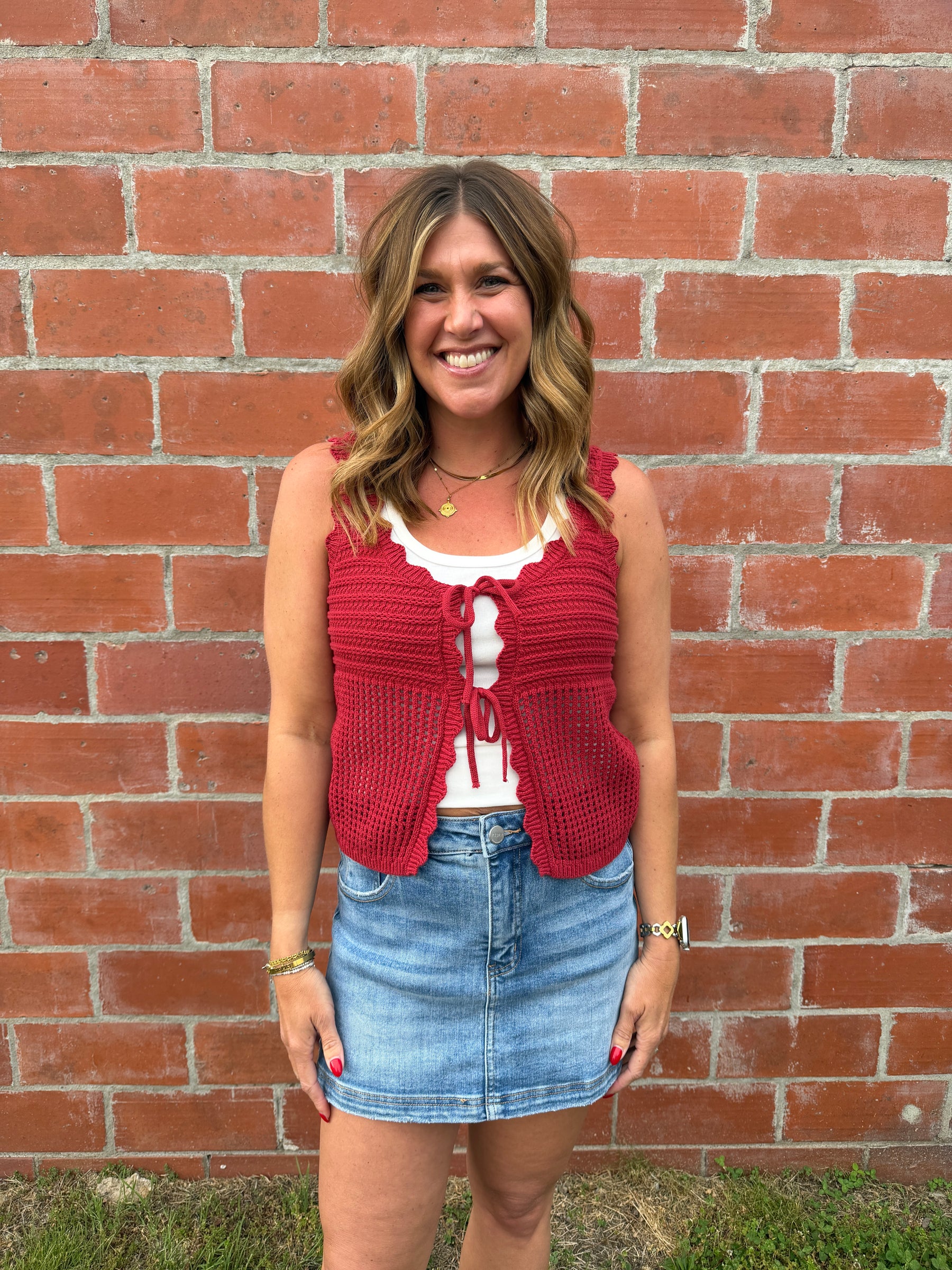 Dark Red Crochet Tank
