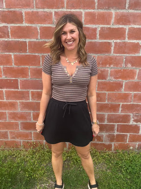 Taupe and Black Stripe Crop Sweater