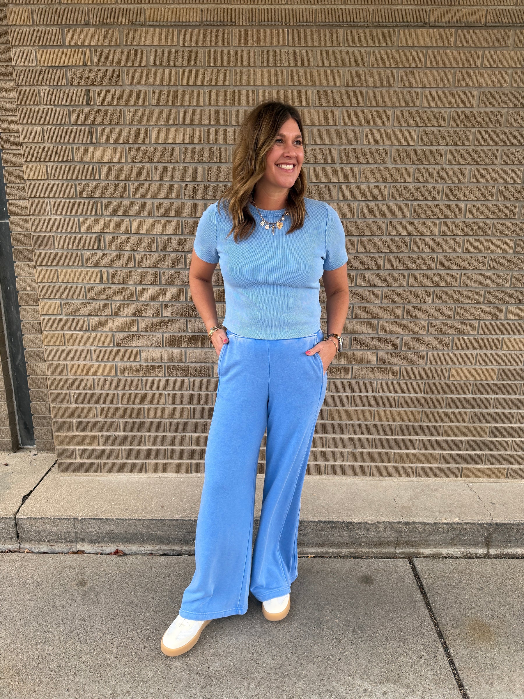 On The Go Wide Leg Pants - Blue