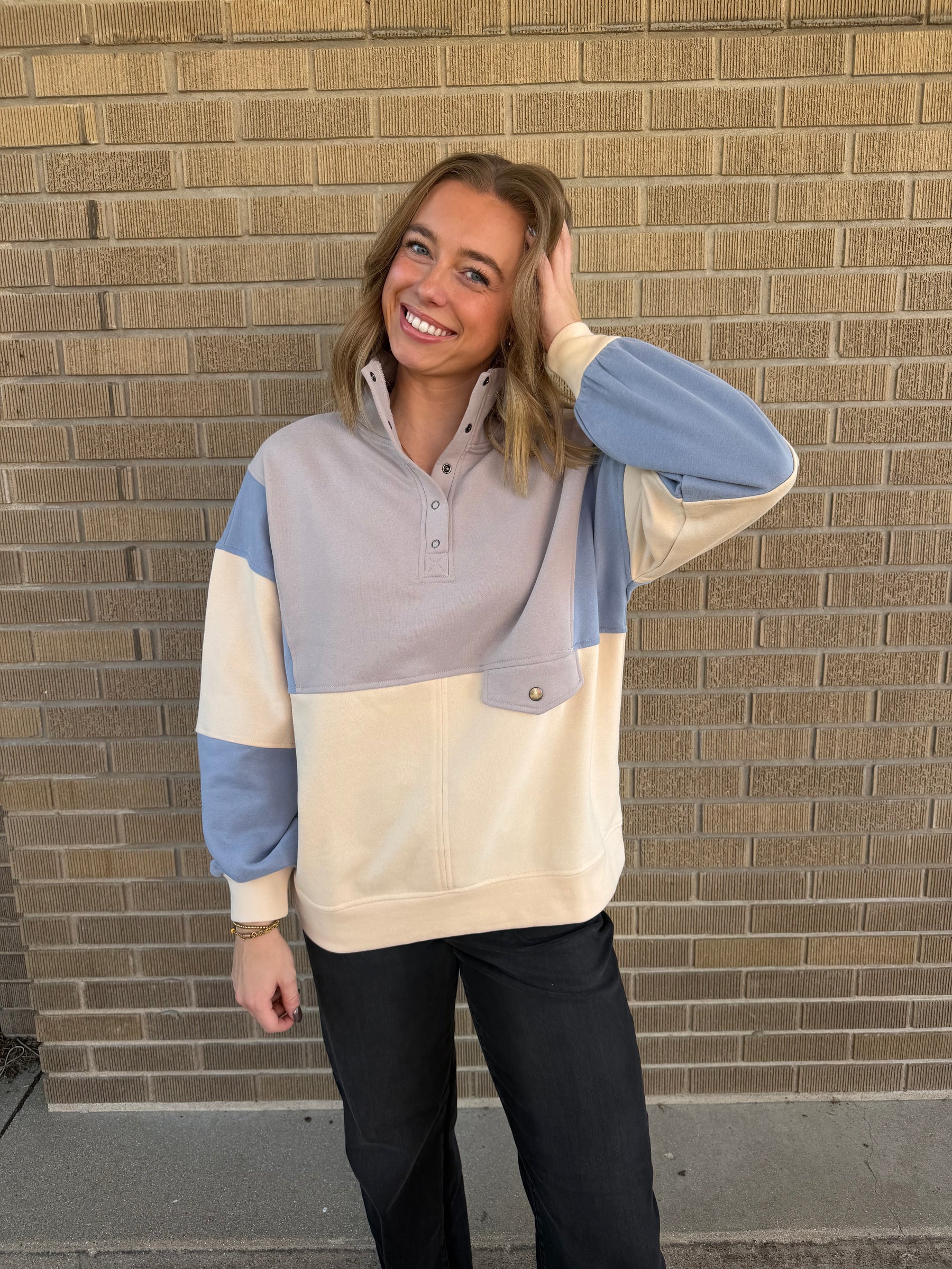 Gray Colorblock Pullover