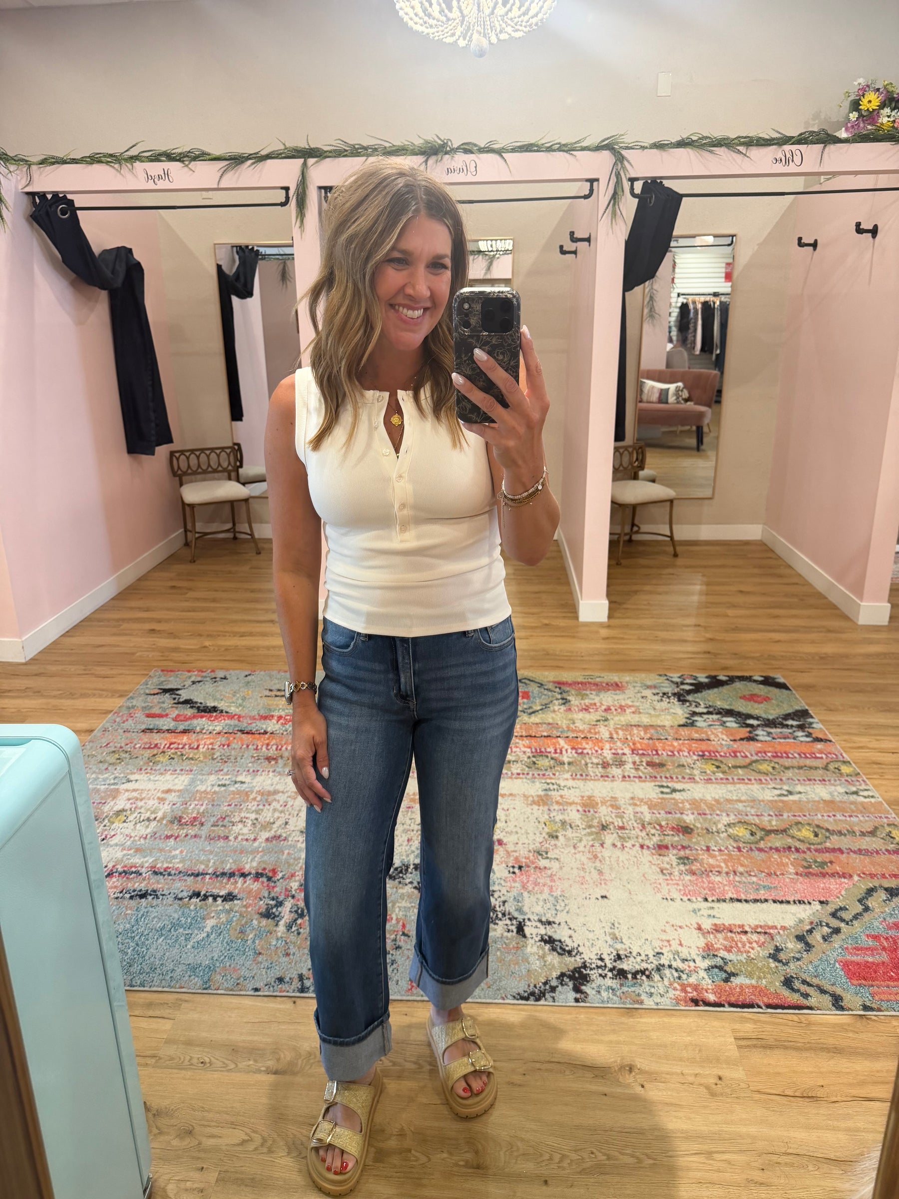 Ivory Button Up Tank