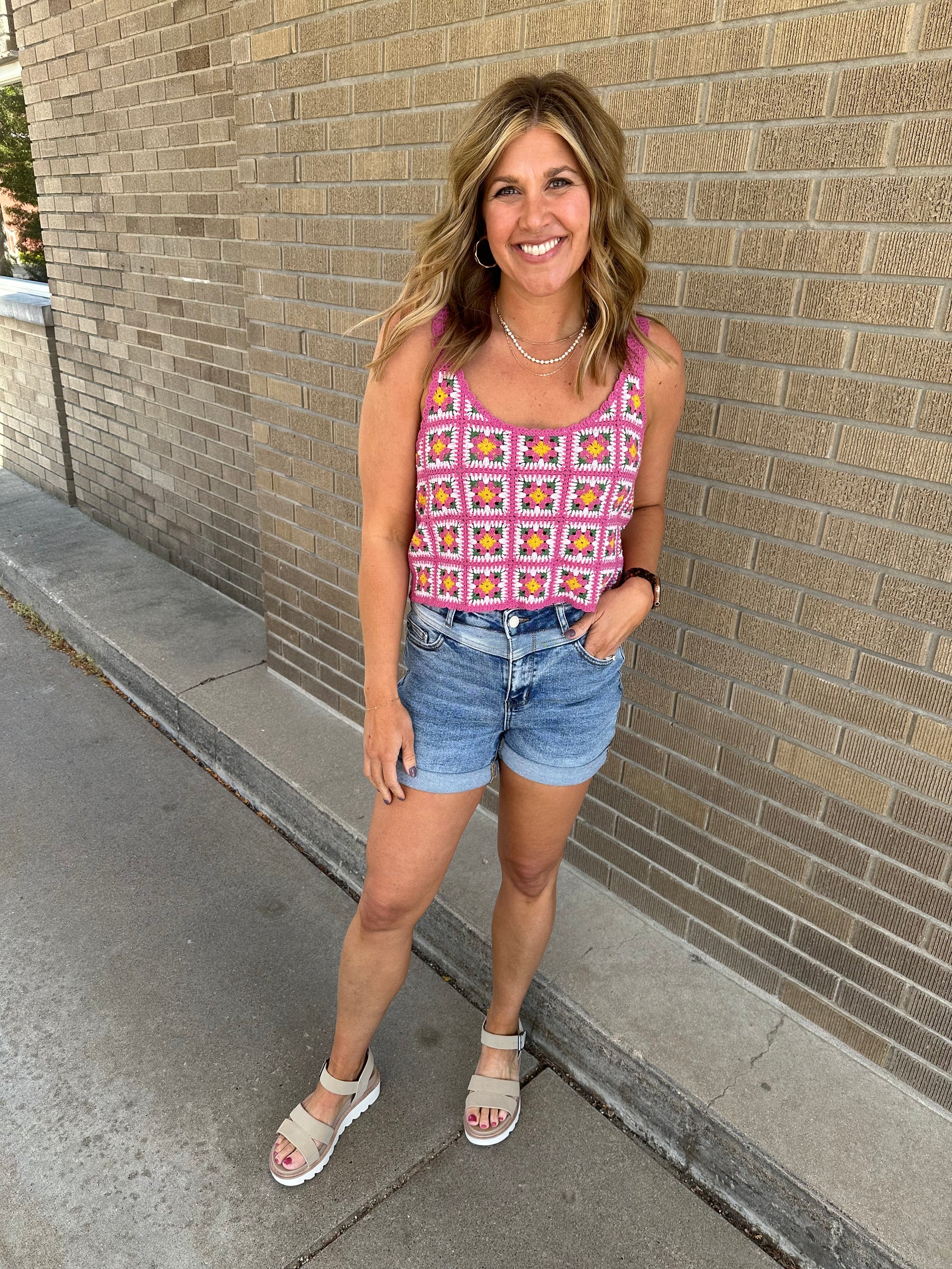 Pink Crochet Tank