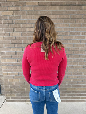 Red Waffle Knit Top