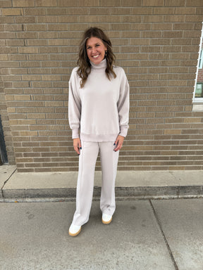 Modal Straight Leg Pants - Mocha Cream