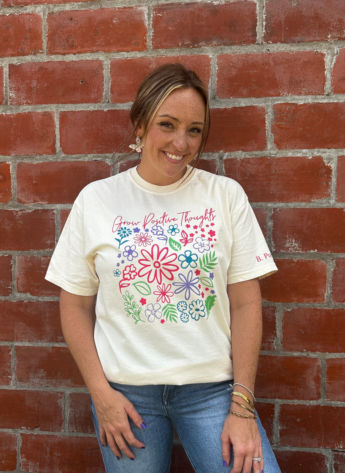 Grow Positive Thoughts Tee - Cream