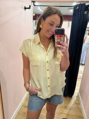 Butter Yellow Button Up